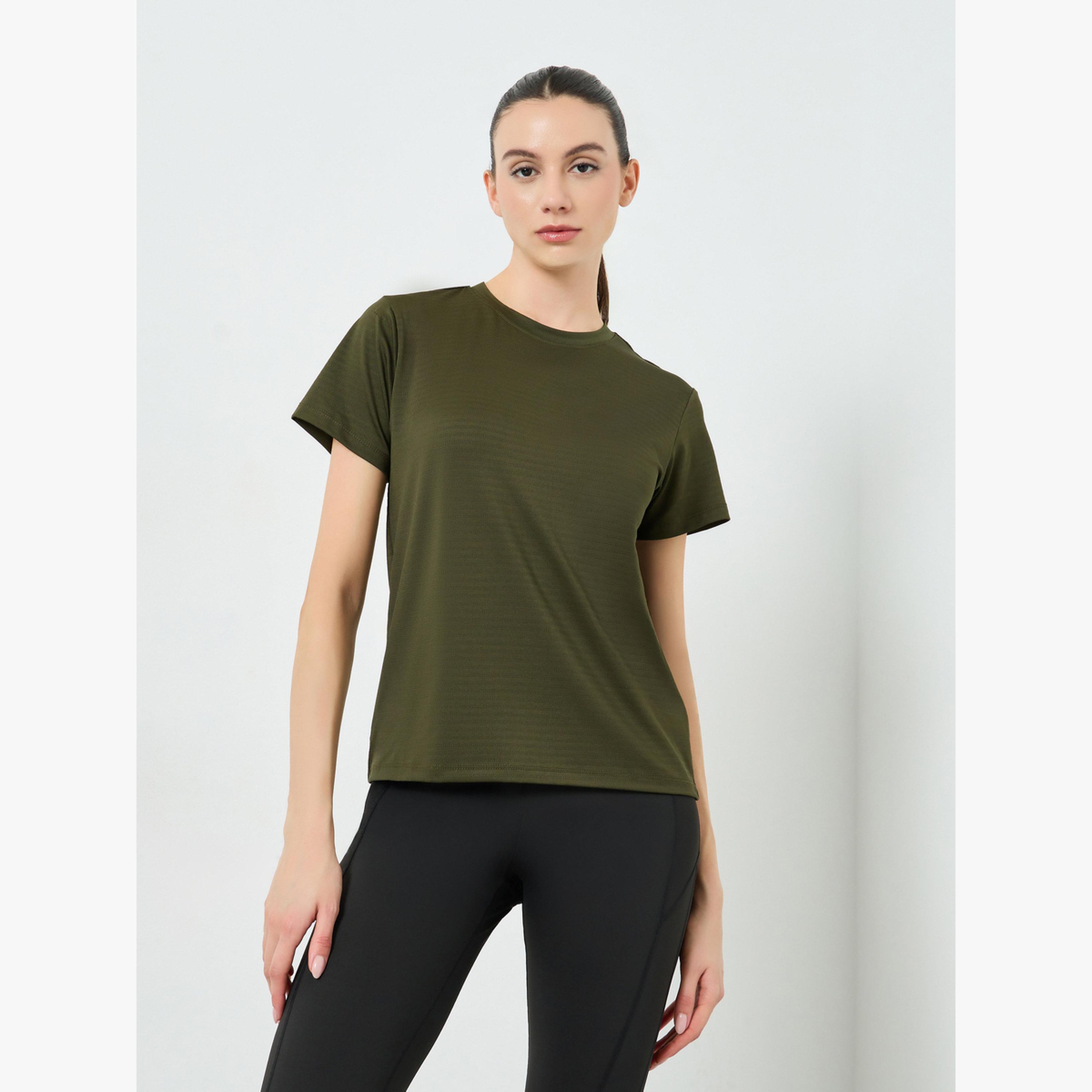 Styli Textured Basic Short Sleeve Top-sports-women-clothing-tshirtsandvests-image-1