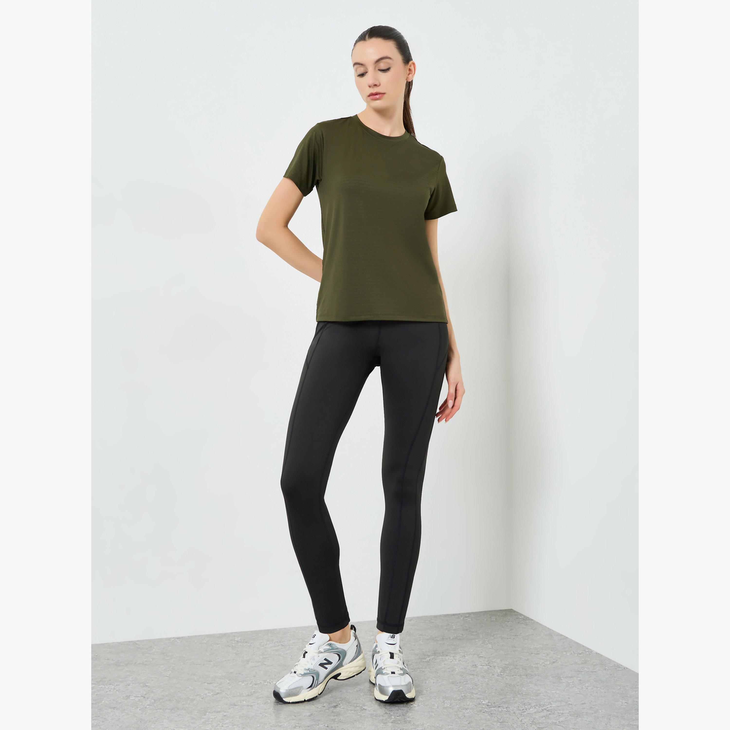 Styli Textured Basic Short Sleeve Top-sports-women-clothing-tshirtsandvests-image-2