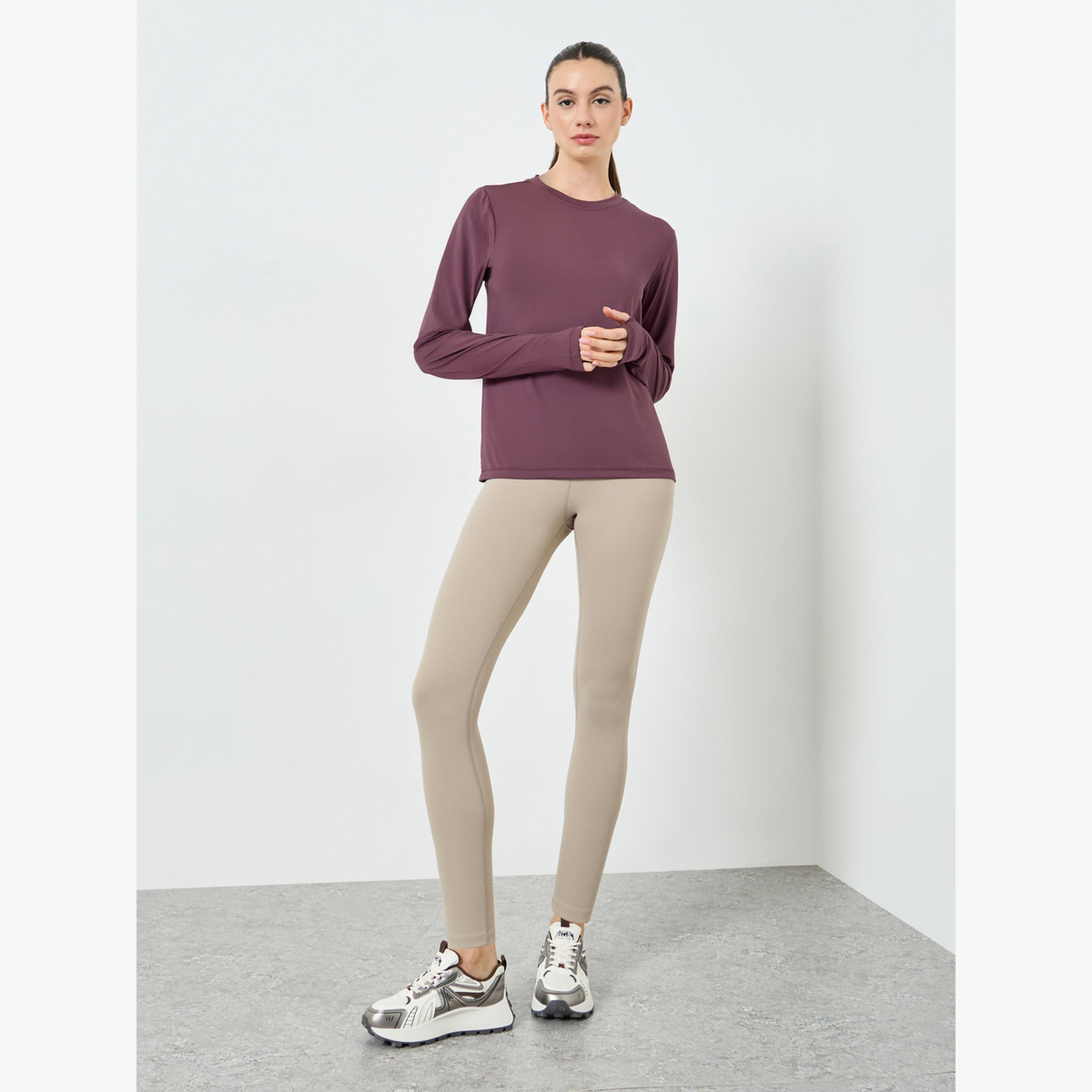 بلوزة بأكمام طويلة وخطوط مزدوجة وملمس بارز-women-clothing-tshirts-image-2