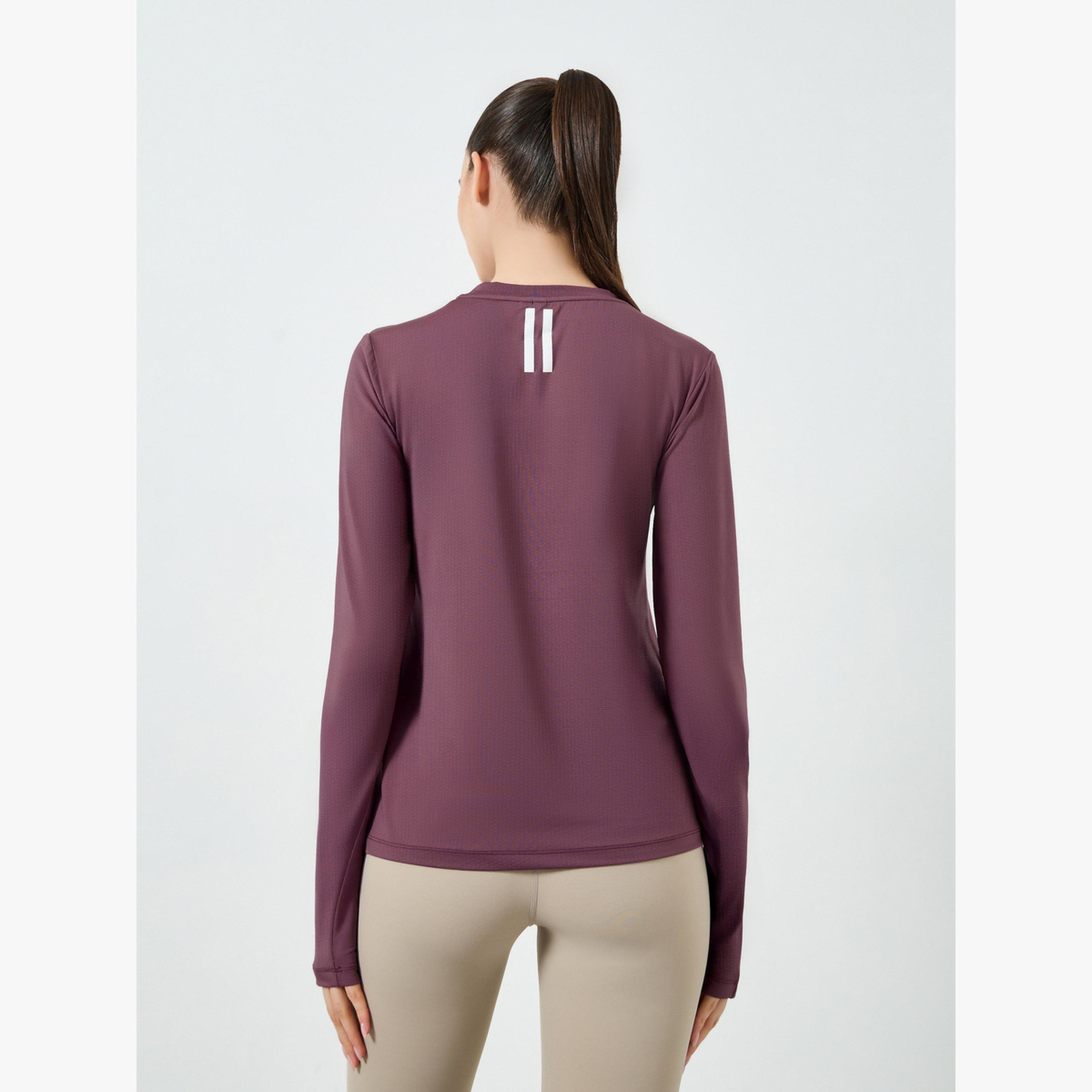 بلوزة بأكمام طويلة وخطوط مزدوجة وملمس بارز-women-clothing-tshirts-image-3