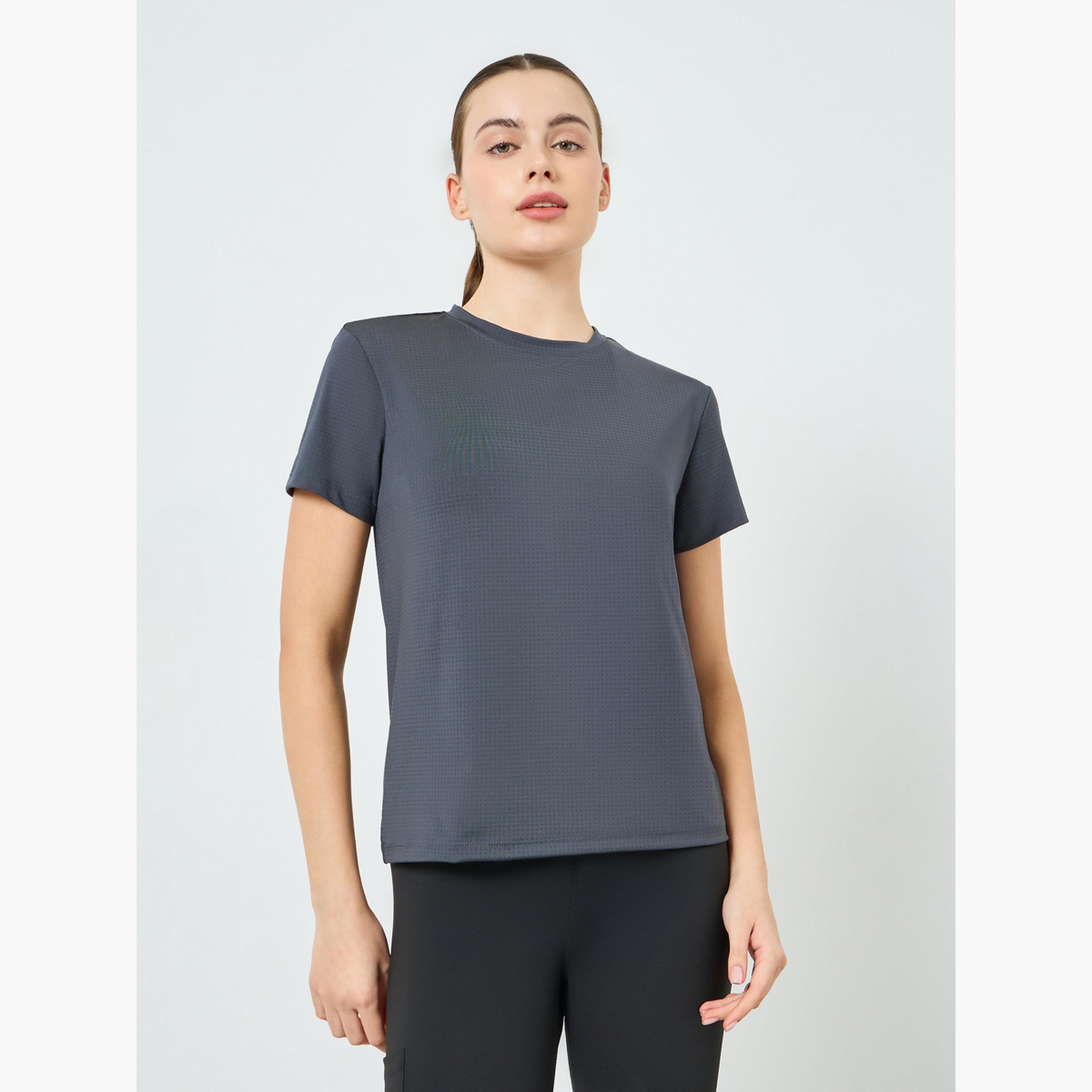 طقم قطعتين بلوزة أساسي منسوج بأكمام قصيرة-women-clothing-tshirts-image-2