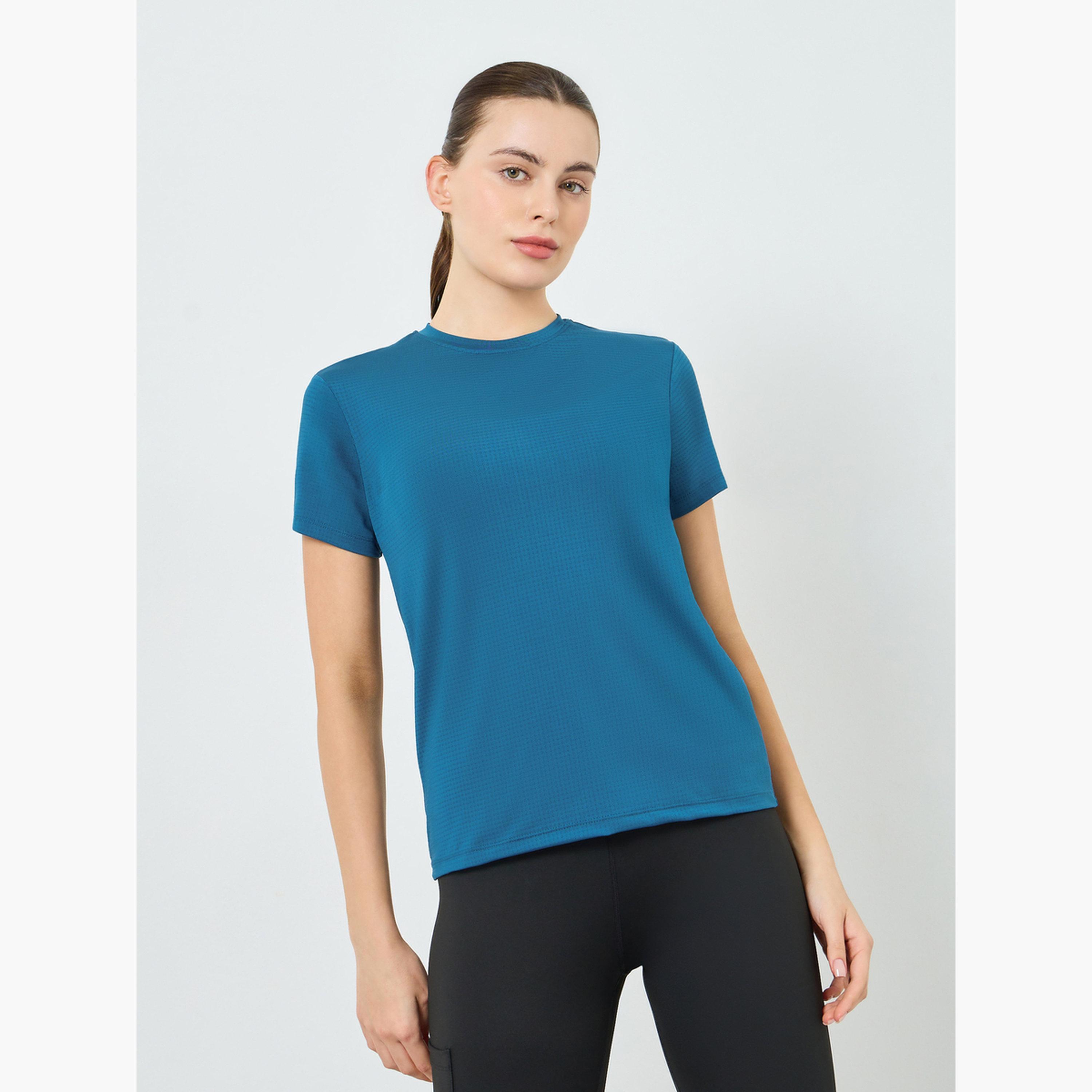 طقم قطعتين بلوزة أساسي منسوج بأكمام قصيرة-women-clothing-tshirts-image-6
