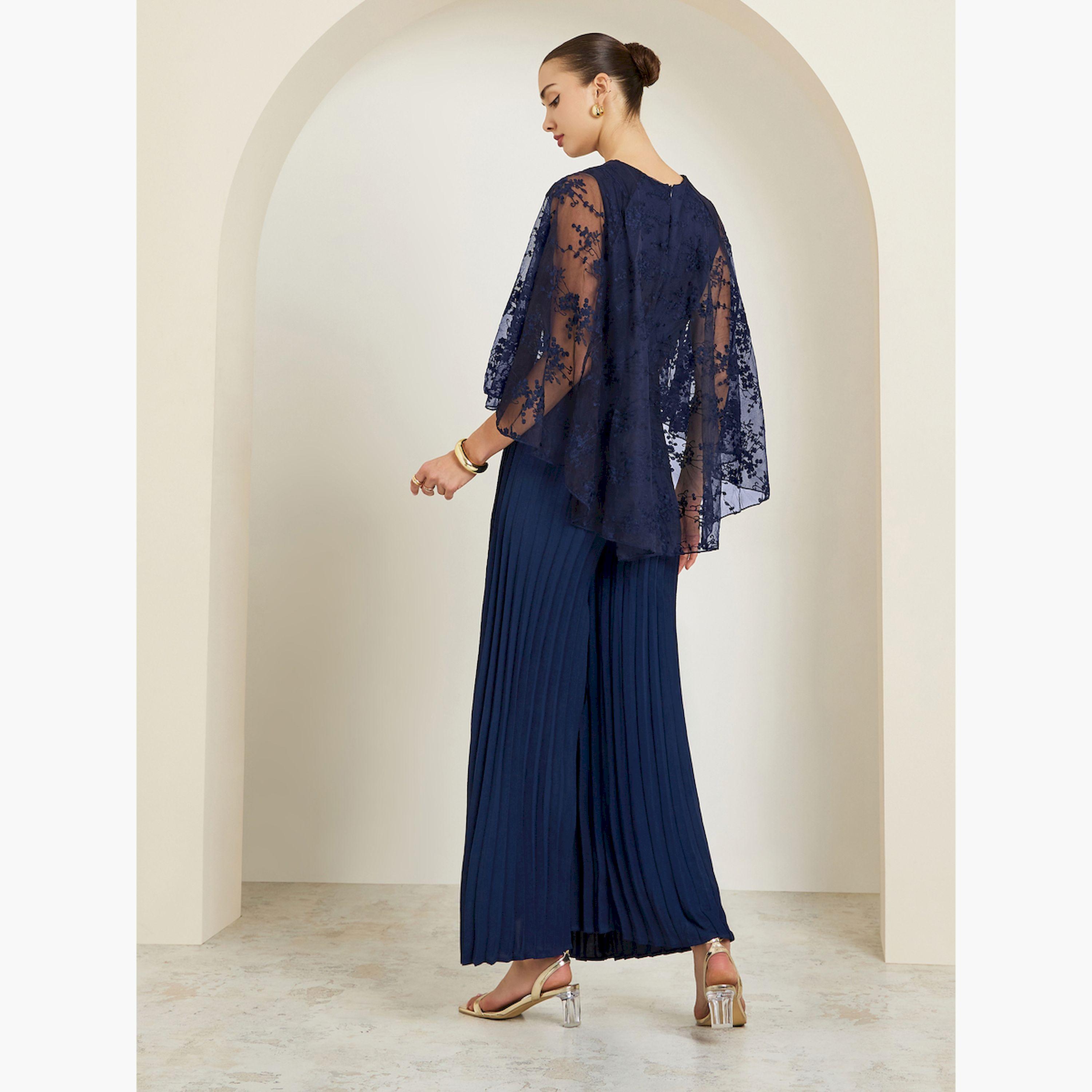 جمبسوت بكسرات وأرجل واسعة وأكمام كاب-women-clothing-jumpsuits-image-4