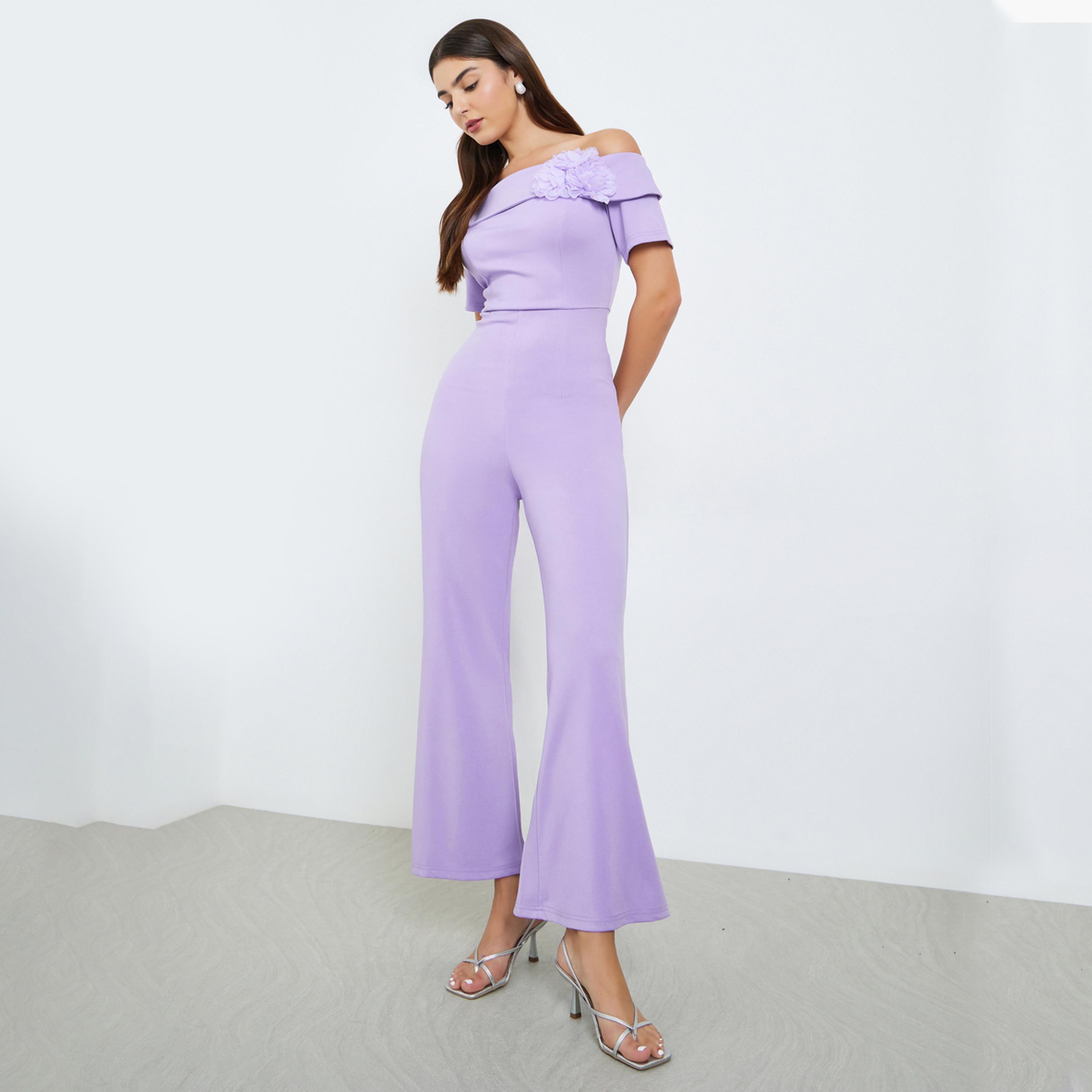 Styli Women Off Shoulder Jumpsuit with Corsage Detail-women-clothing-jumpsuits-image-1