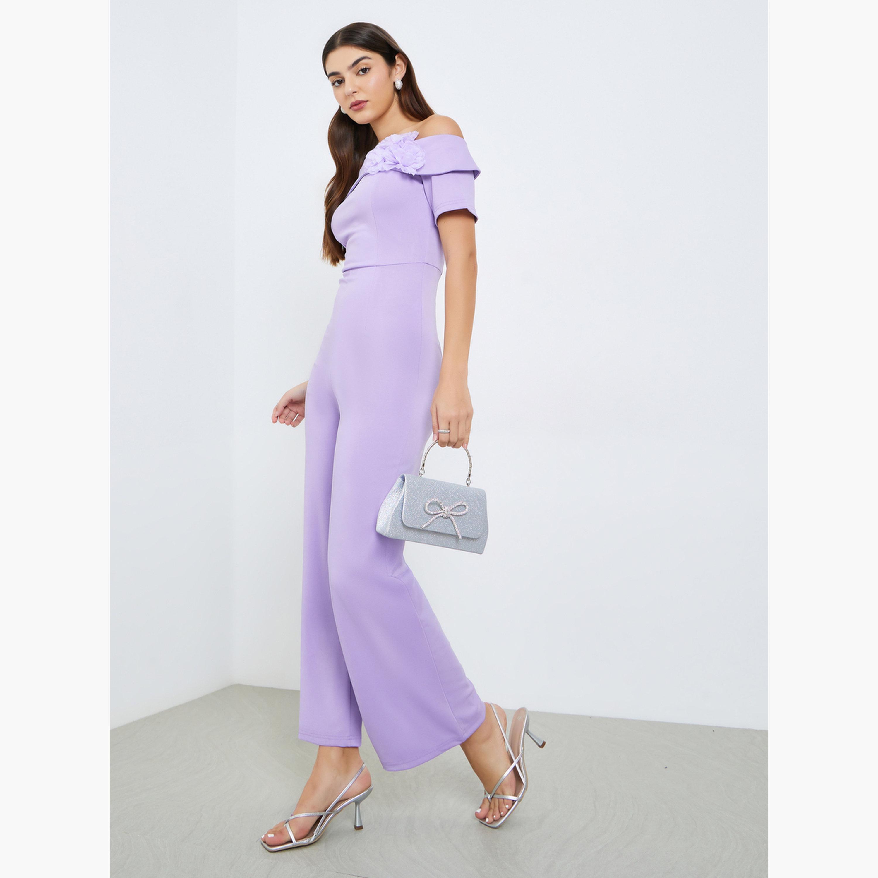 Styli Women Off Shoulder Jumpsuit with Corsage Detail-women-clothing-jumpsuits-image-2