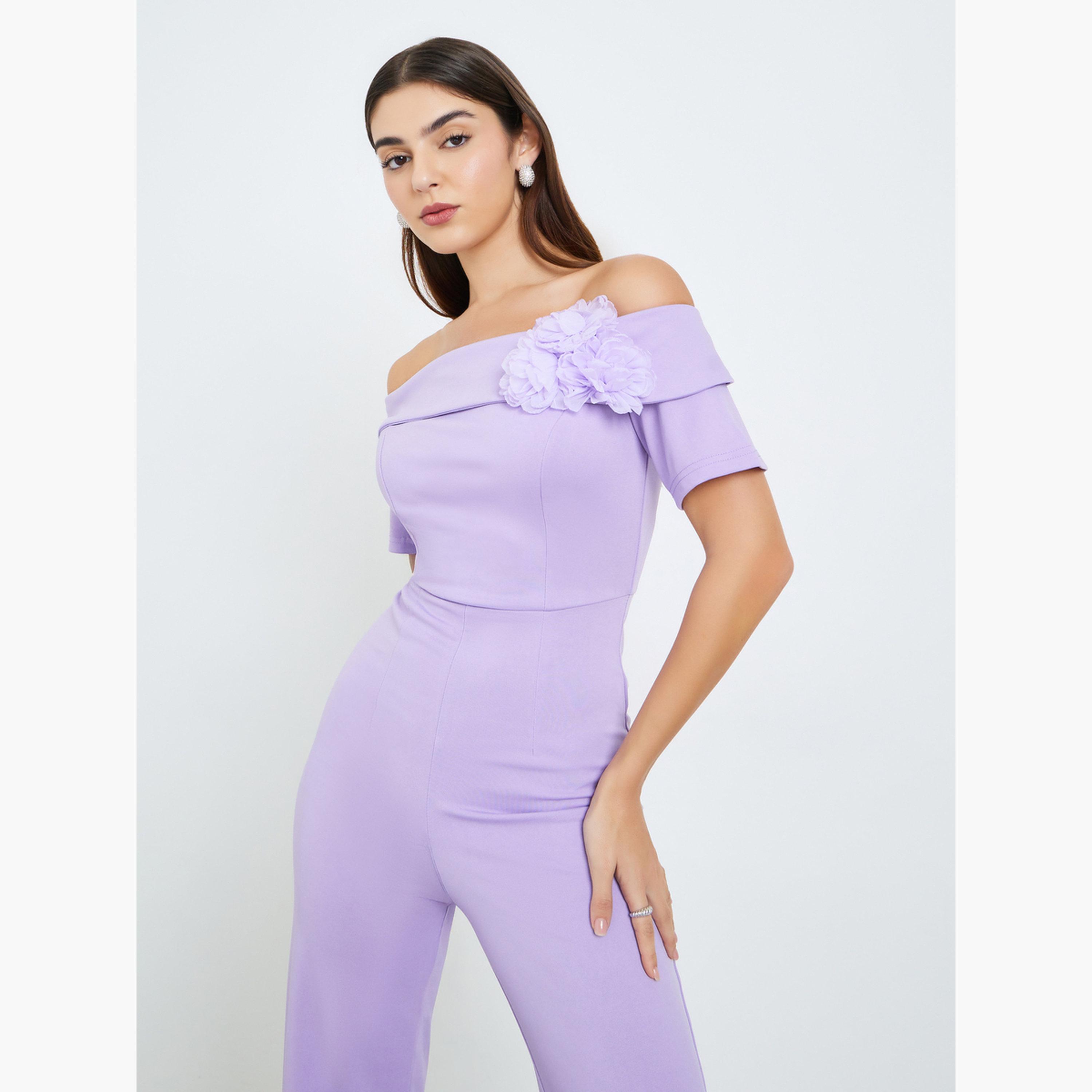 Styli Women Off Shoulder Jumpsuit with Corsage Detail-women-clothing-jumpsuits-image-4