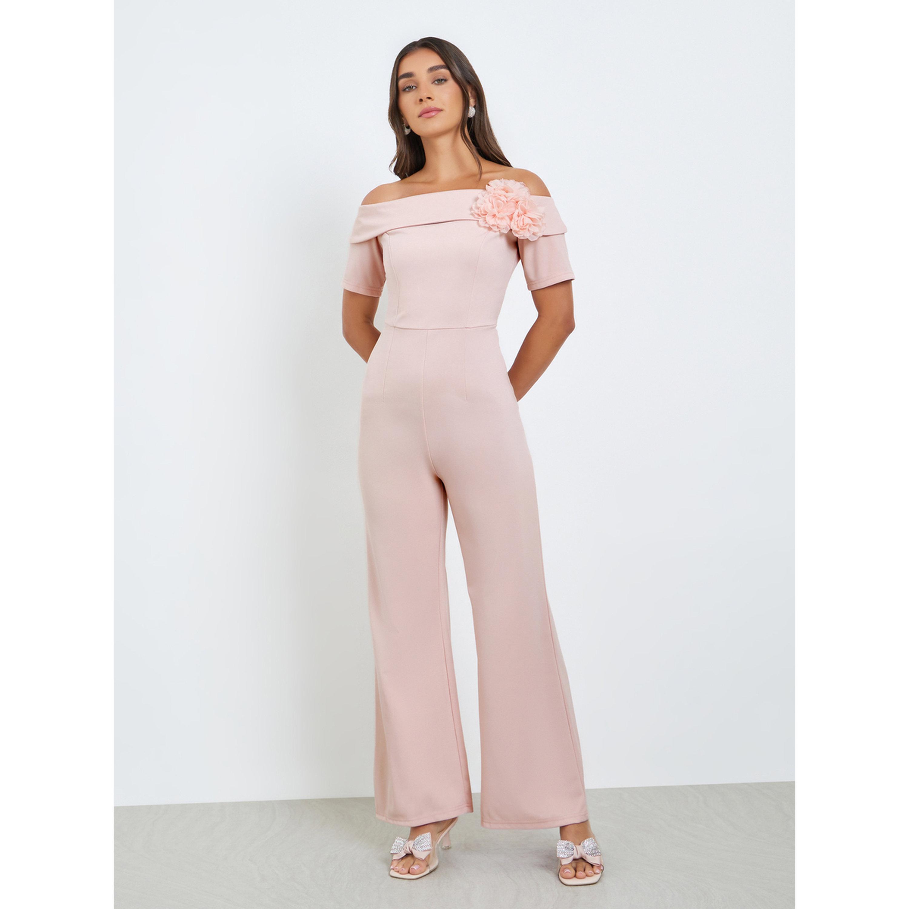 Styli Women Off Shoulder Jumpsuit with Corsage Detail-women-clothing-jumpsuits-image-3
