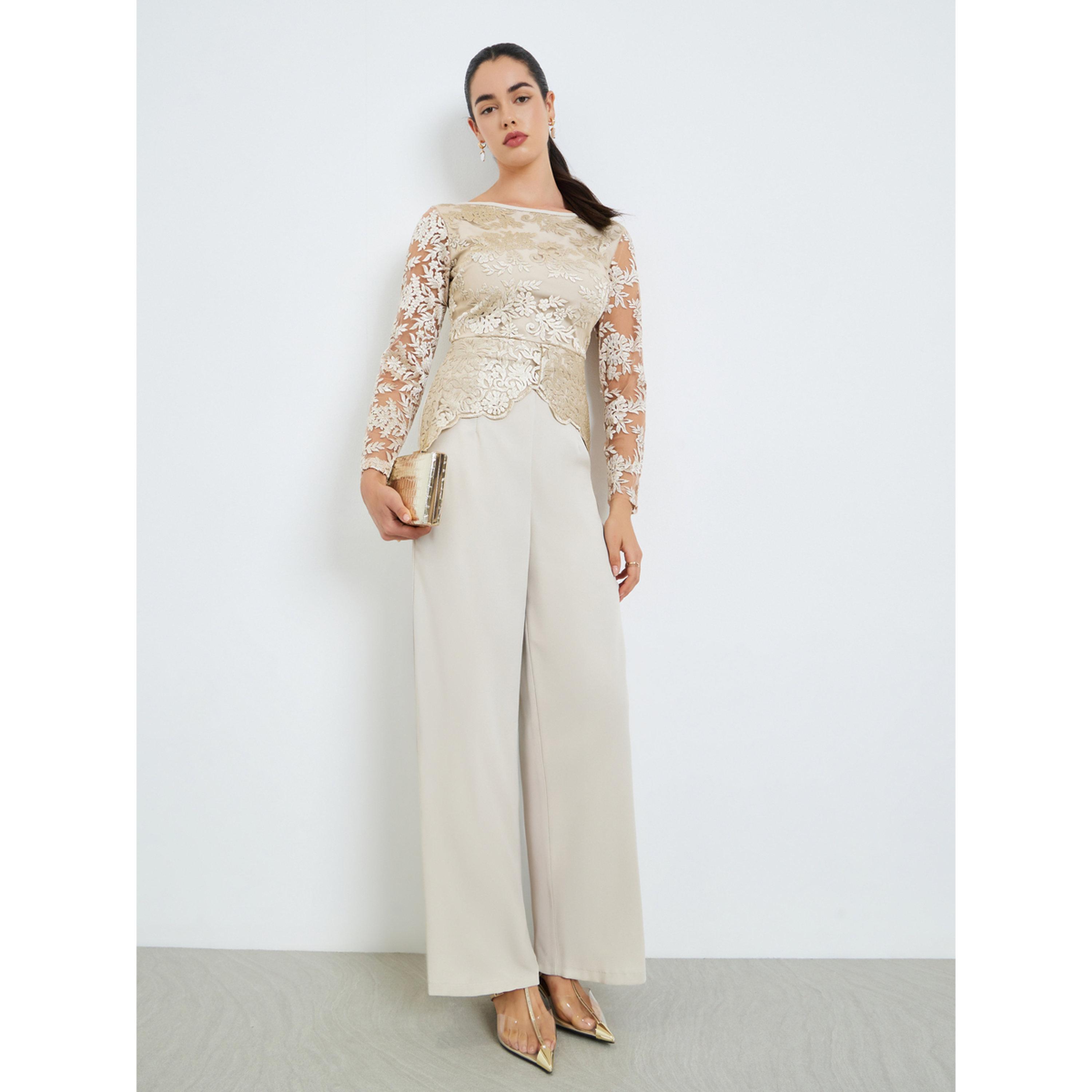 جمبسوت للسهرة بأرجل واسعة وطبقة دانتيل-women-clothing-jumpsuits-image-1