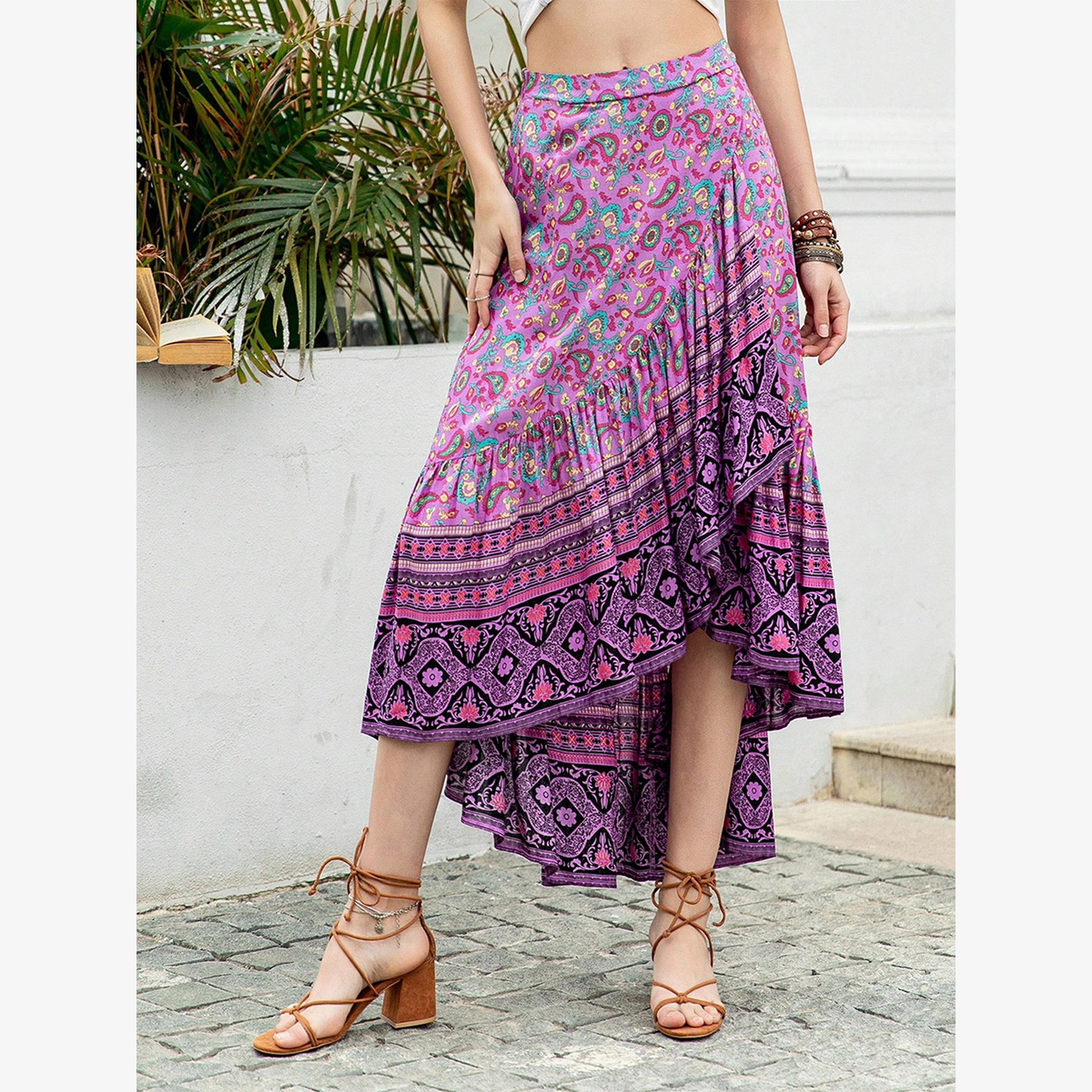 تنورة ميدي غير متماثلة مطوية بتفاصيل ثنيات من تيك تو-women-clothing-bottoms-skirts-image-3