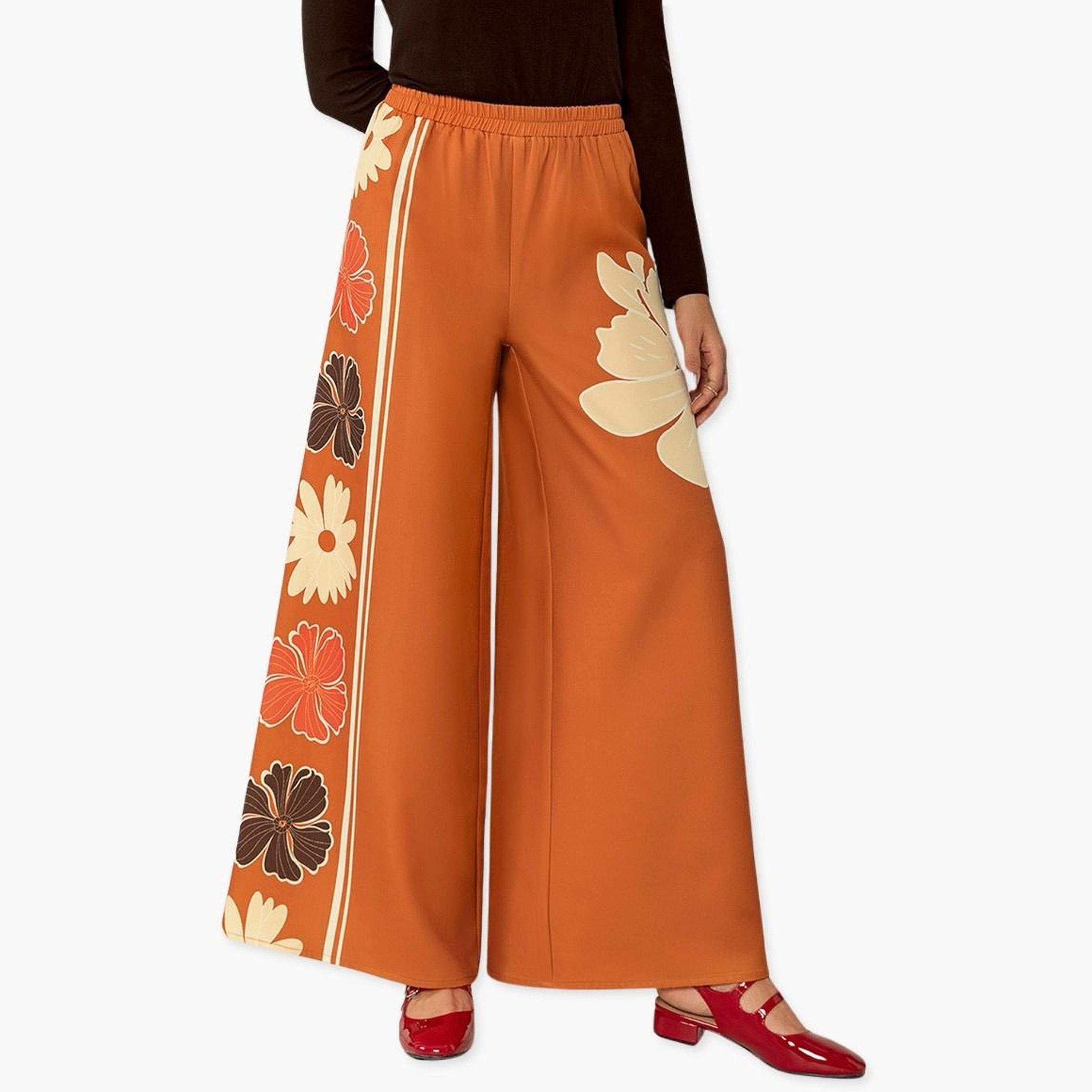 Take Two Women's Floral Printed Elastic Waist Wide Leg Pants-women-clothing-bottoms-trousers-image-1