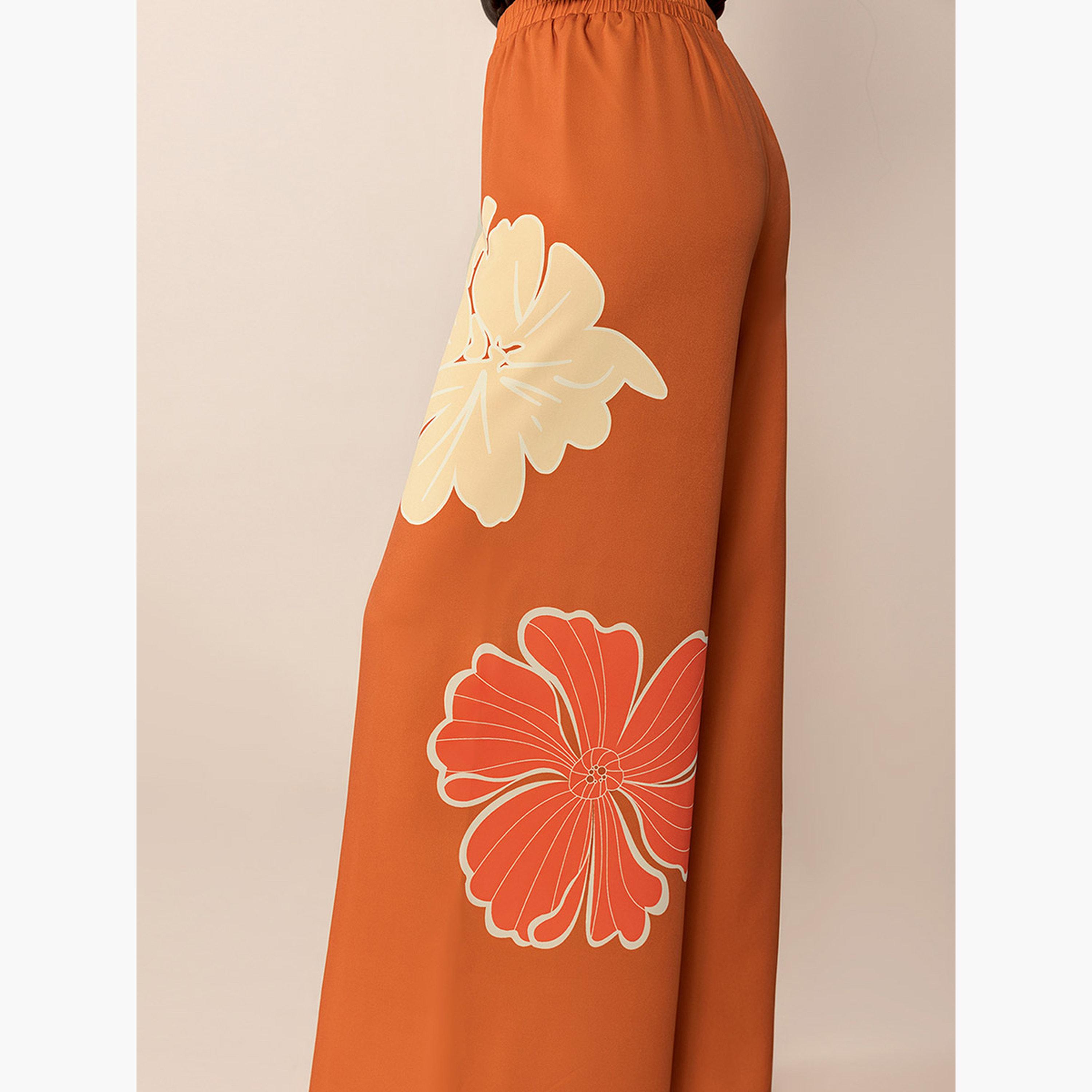 Take Two Women's Floral Printed Elastic Waist Wide Leg Pants-women-clothing-bottoms-trousers-image-4