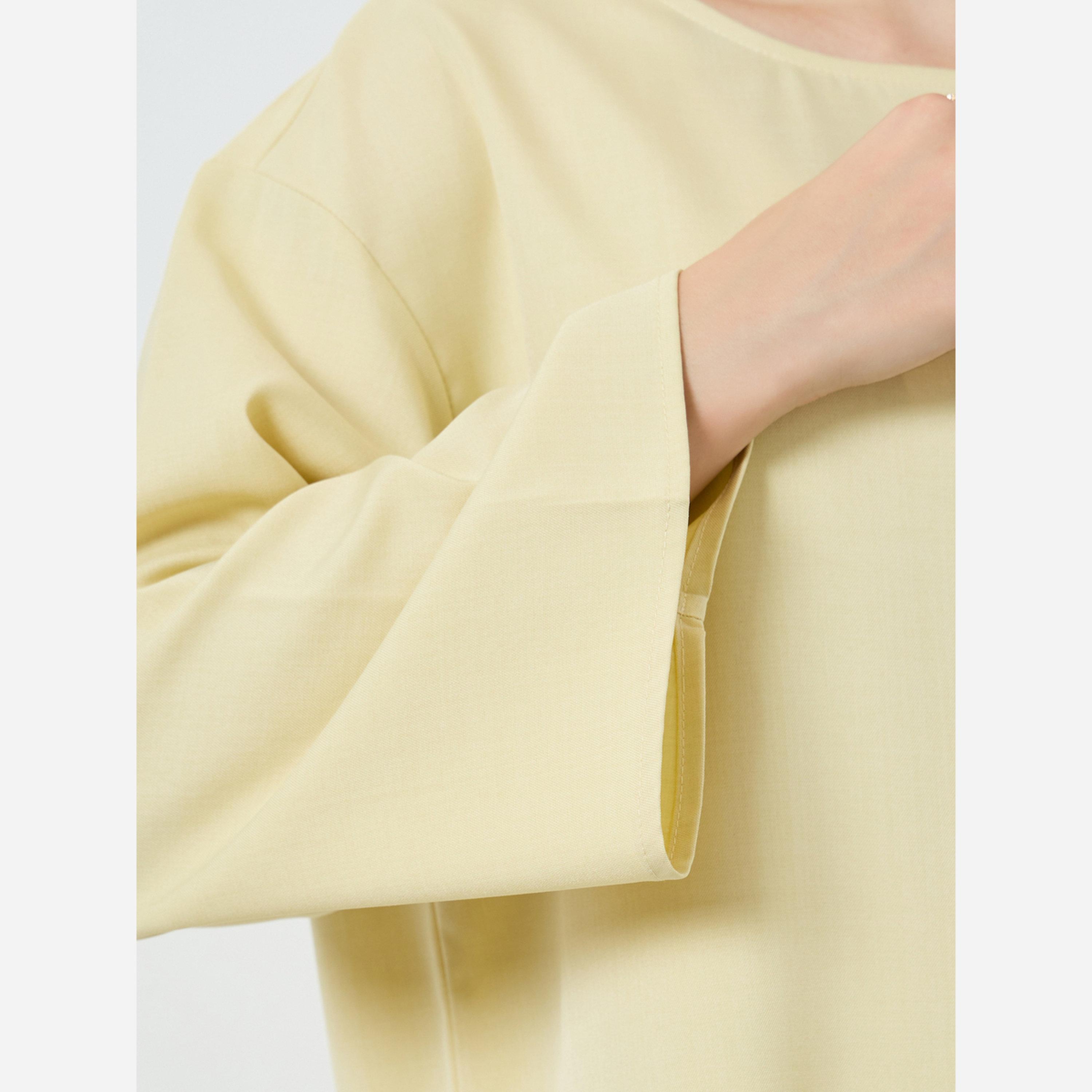 Styli Solid Woven Long Sleeve Top and Wide Leg Pants Set-women-clothing-coordsets-image-5