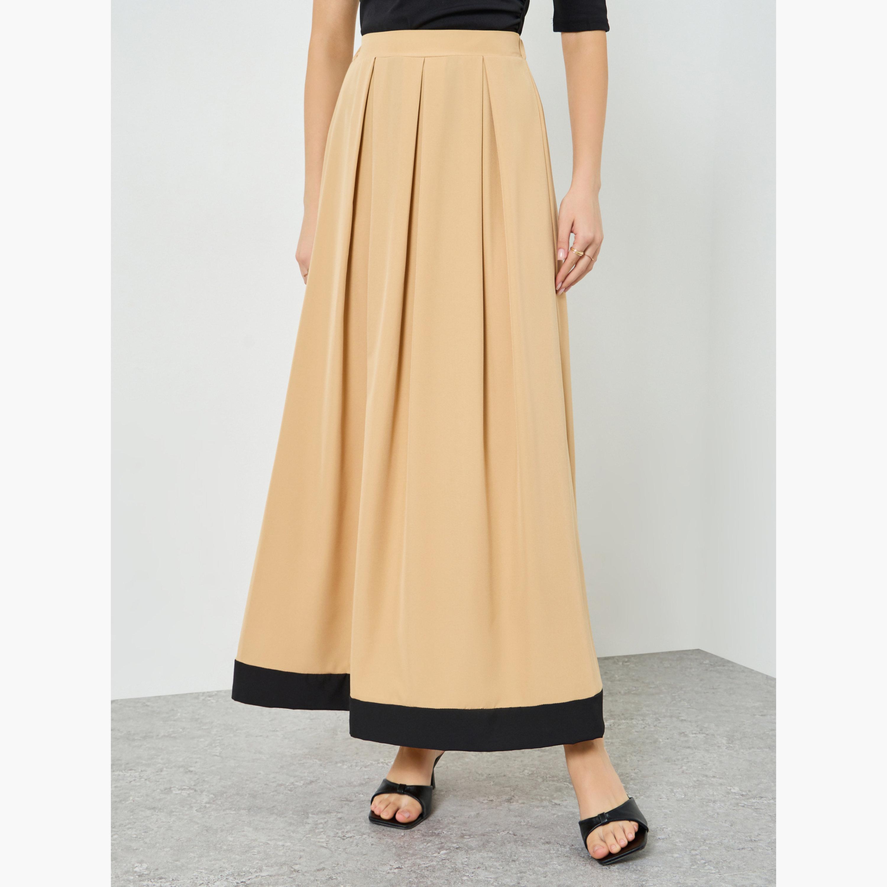 تنورة طويلة بليسيه بحواف كشكش-women-clothing-bottoms-skirts-image-1