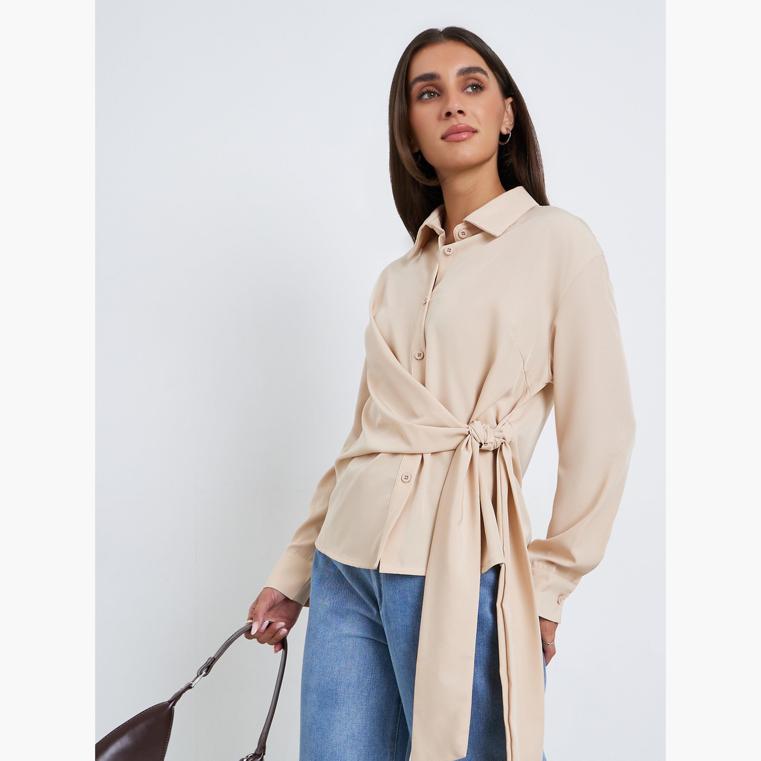 قميص لف بأكمام طويلة-women-clothing-shirtsandblouses-shirts-image-1