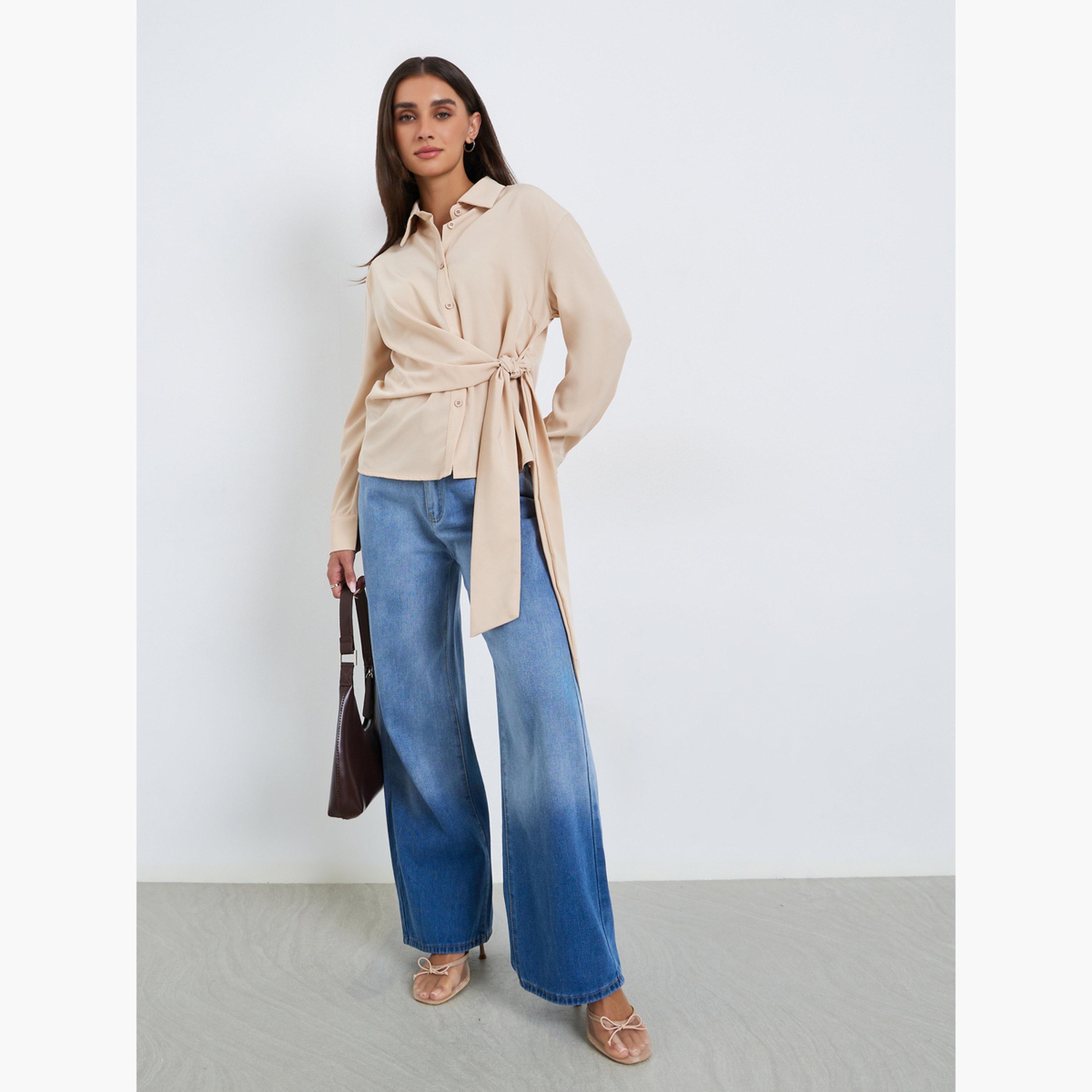 قميص لف بأكمام طويلة-women-clothing-shirtsandblouses-shirts-image-2