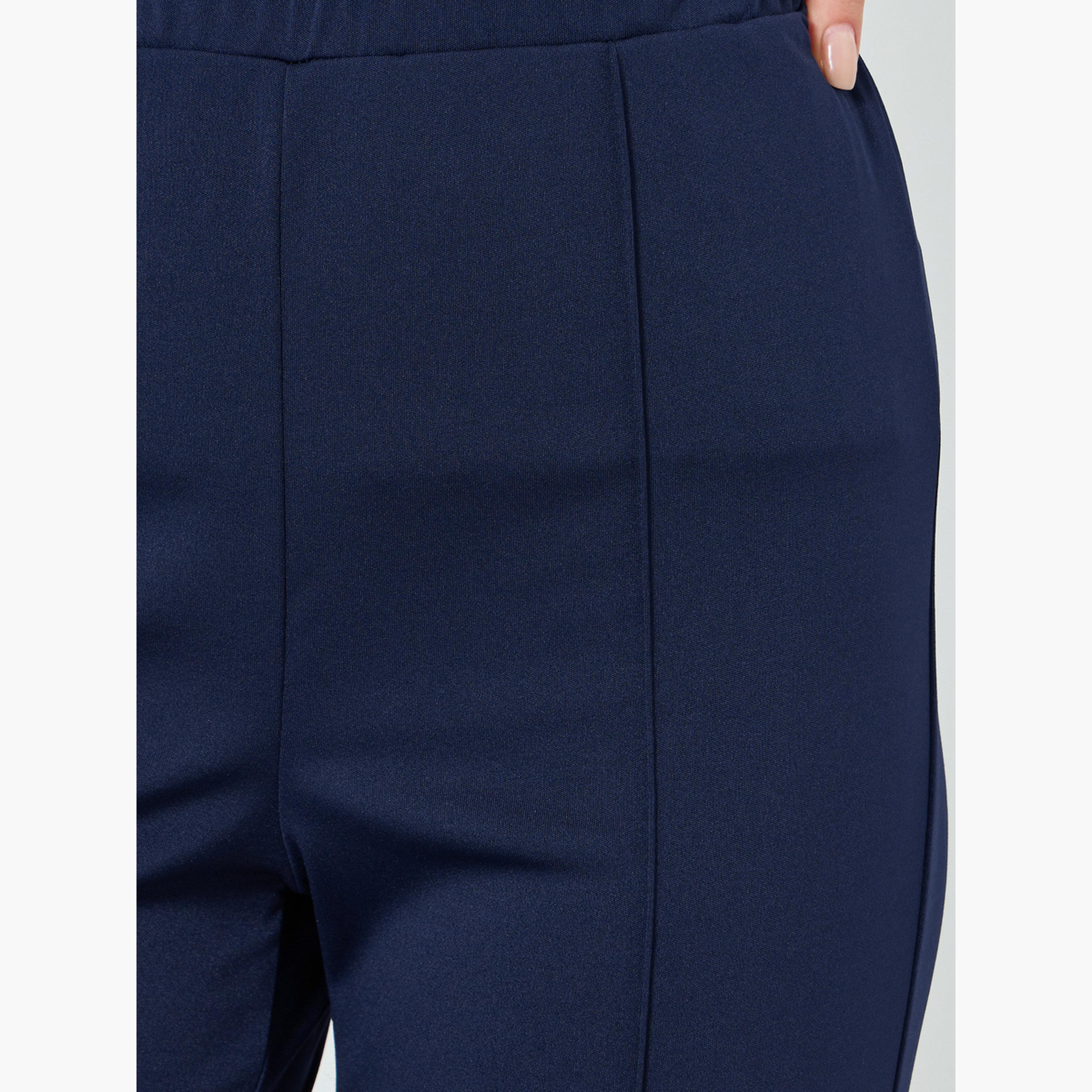 Styli Women Navy Blue Tailored Flared Jogger-women-clothing-bottoms-trousers-image-3