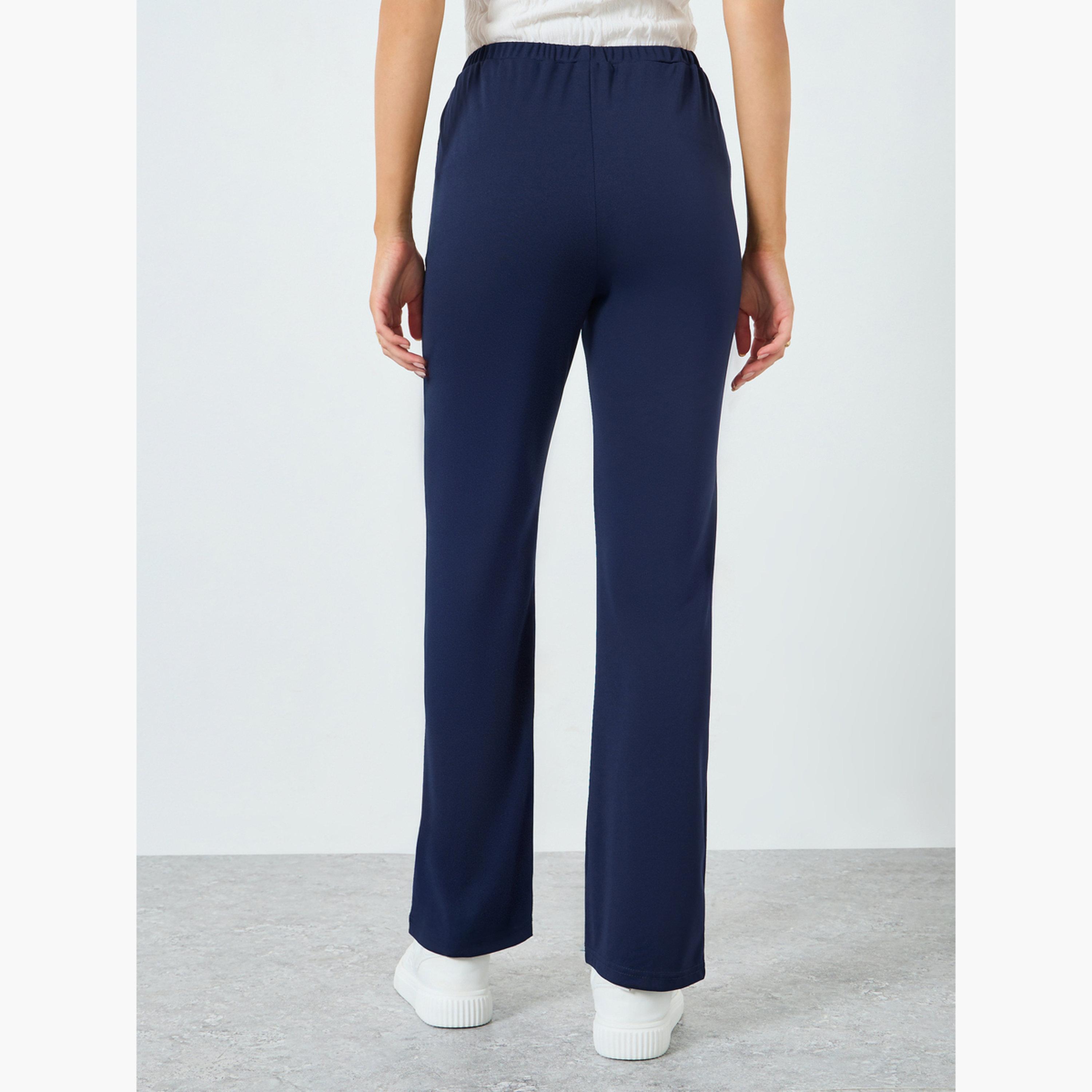 Styli Women Navy Blue Tailored Flared Jogger-women-clothing-bottoms-trousers-image-4