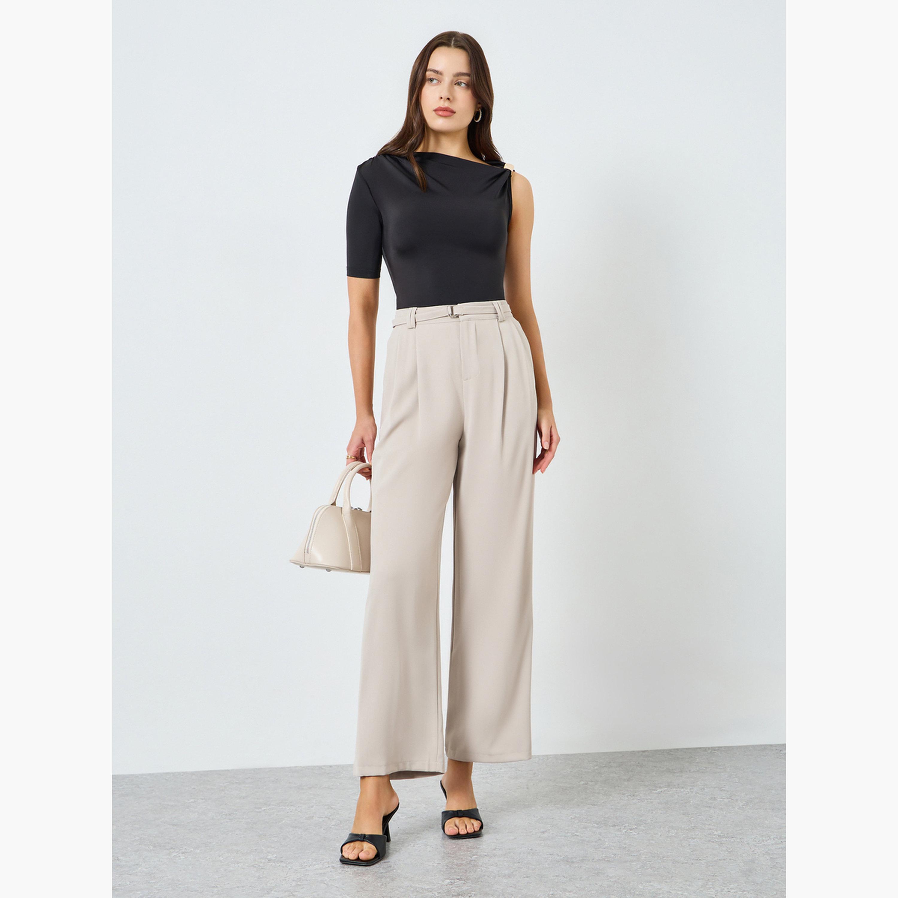 Styli Women Beige Wide Leg Jogger-women-clothing-bottoms-trousers-image-2