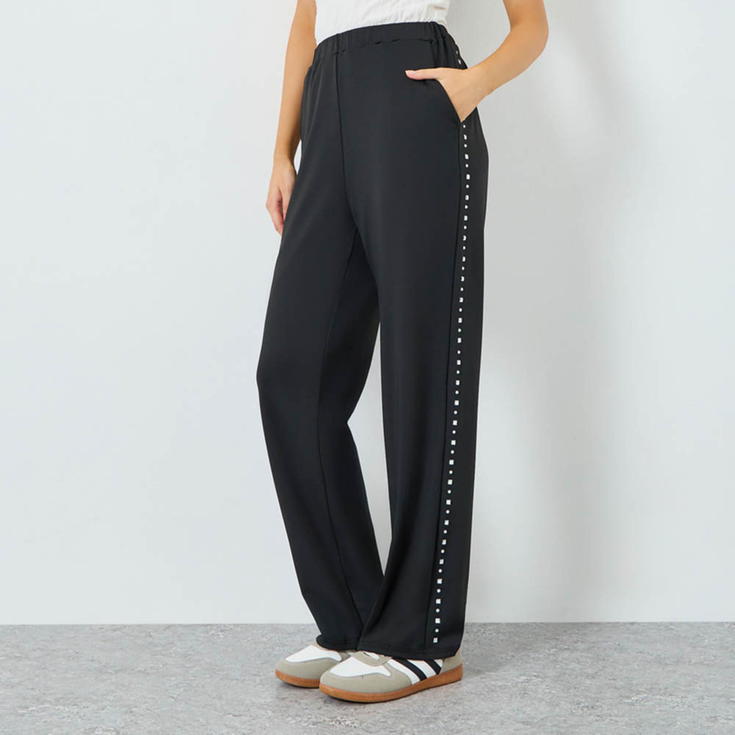بنطال بأرجل واسعة وأحجار راين جانبية-women-clothing-bottoms-trousers-image-1