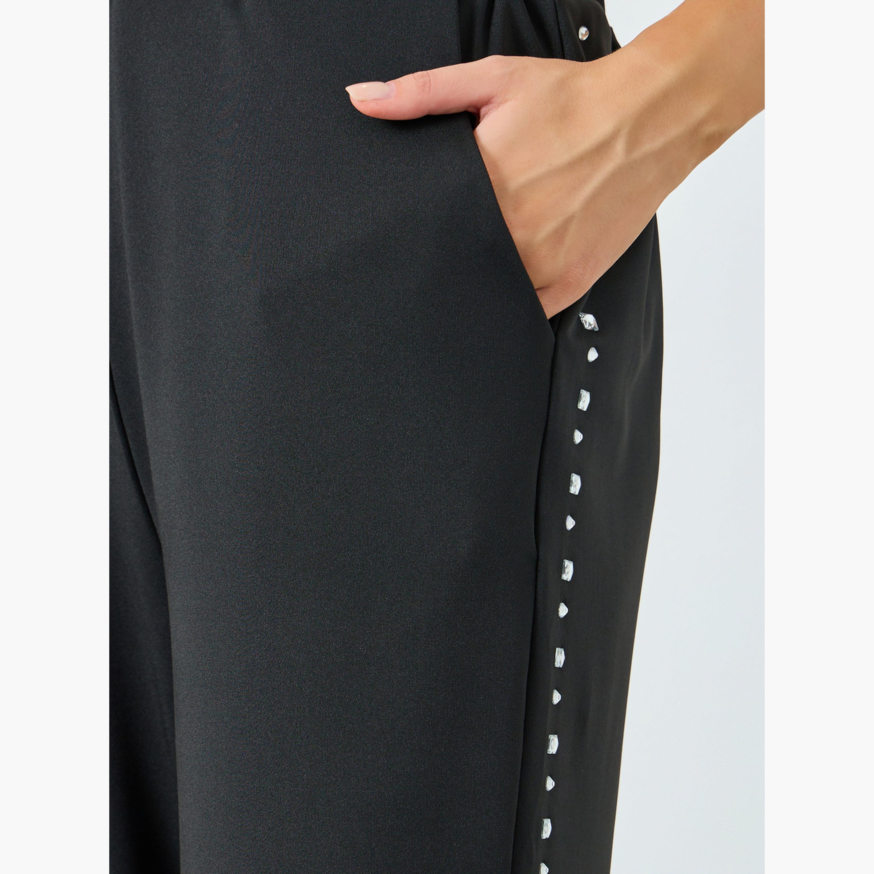 بنطال بأرجل واسعة وأحجار راين جانبية-women-clothing-bottoms-trousers-image-3
