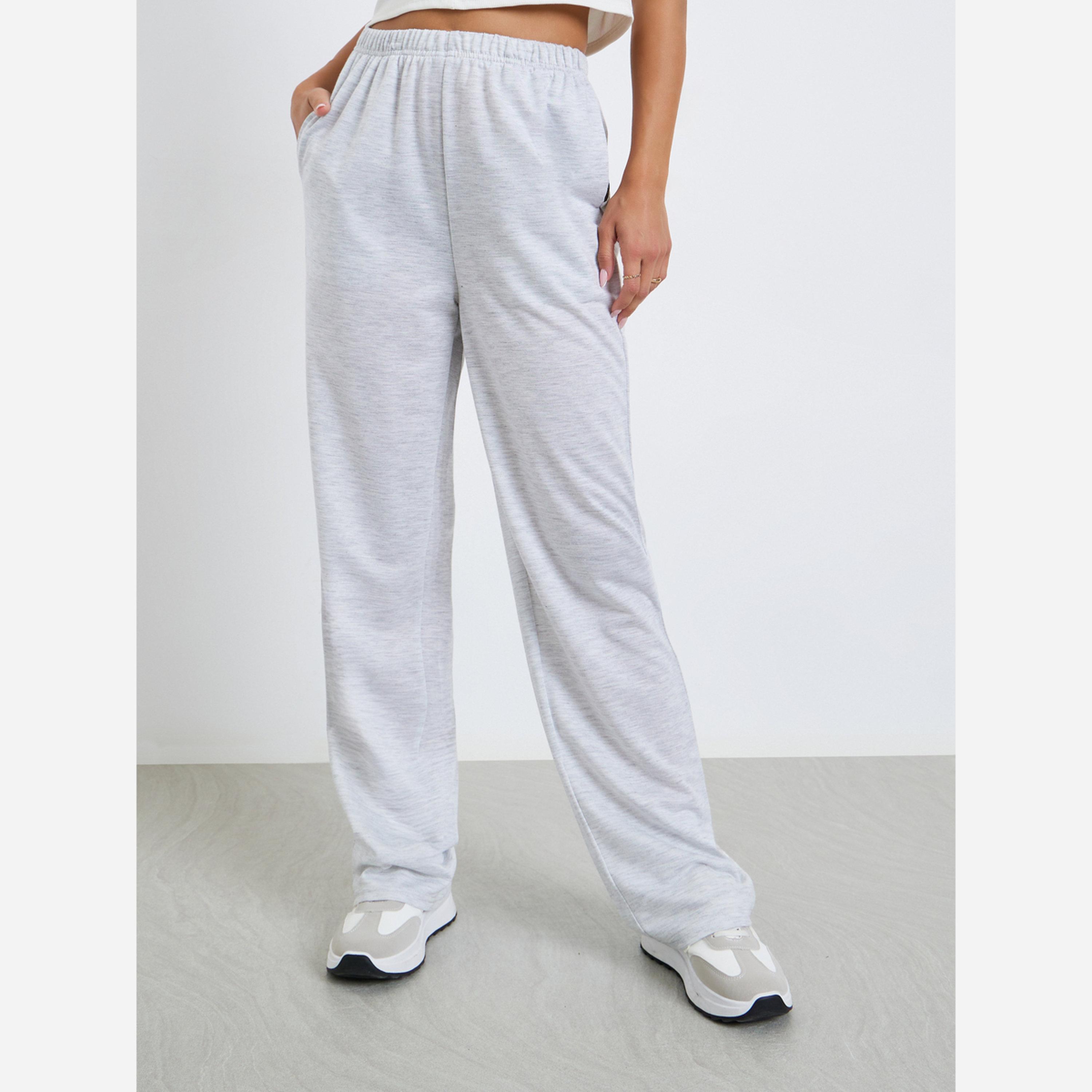 ستايلي - بنطال رياضي نسائي لون رمادي واسع الساقين-women-clothing-bottoms-joggers-image-1
