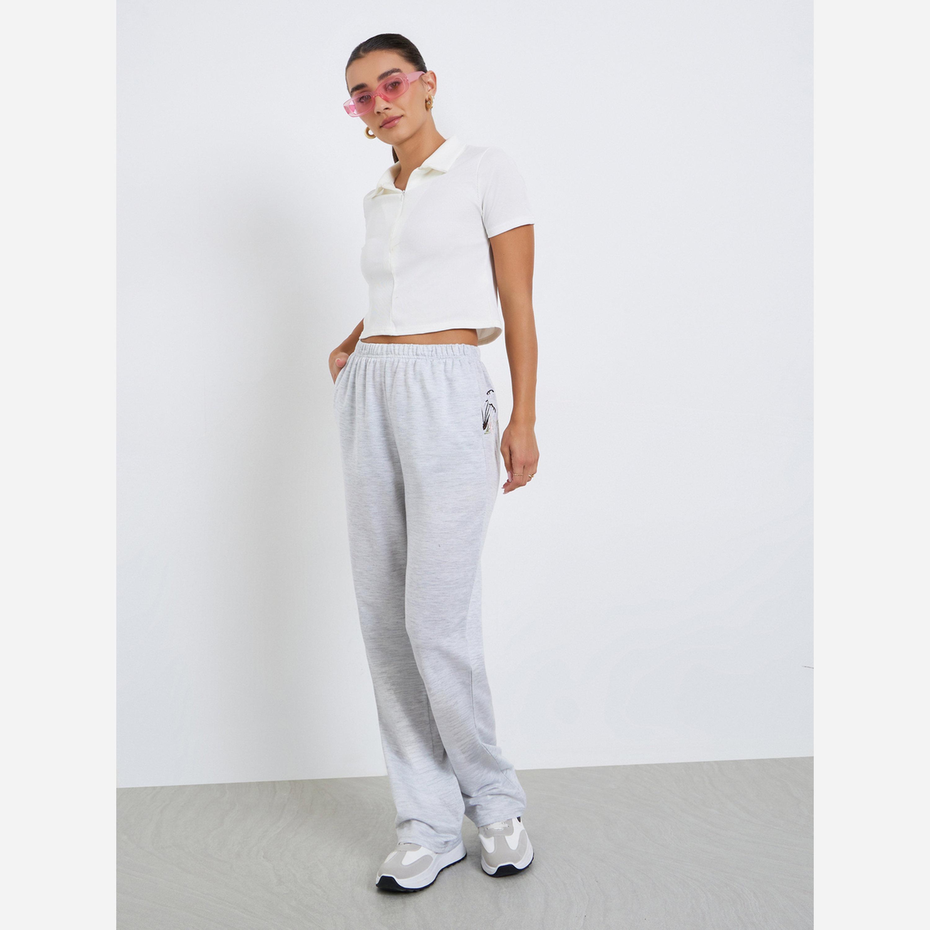 Styli Women Grey Wide Leg Joggers-women-clothing-bottoms-joggers-image-2
