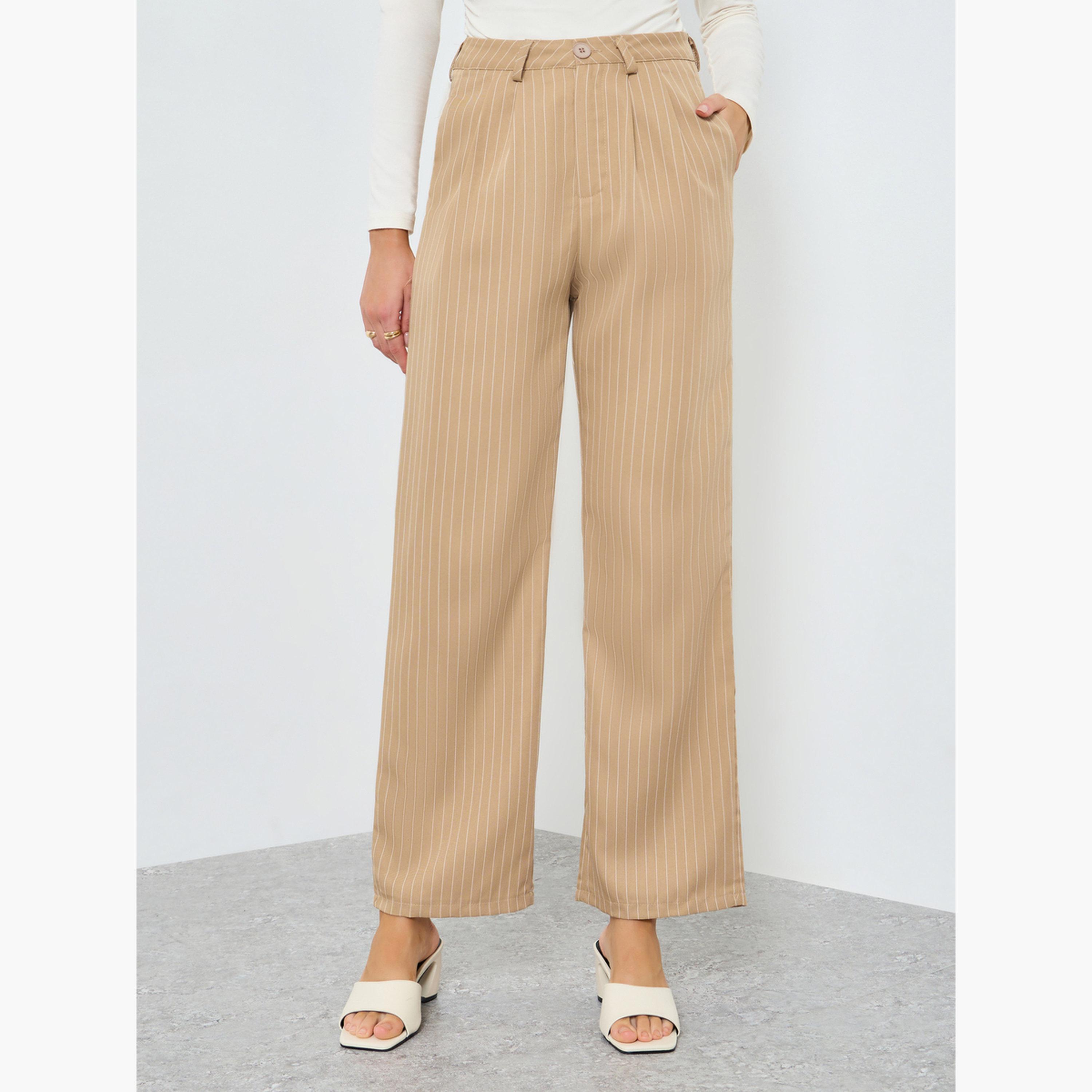 بنطال بأرجل واسعة وخطوط دقيقة-women-clothing-bottoms-trousers-image-1