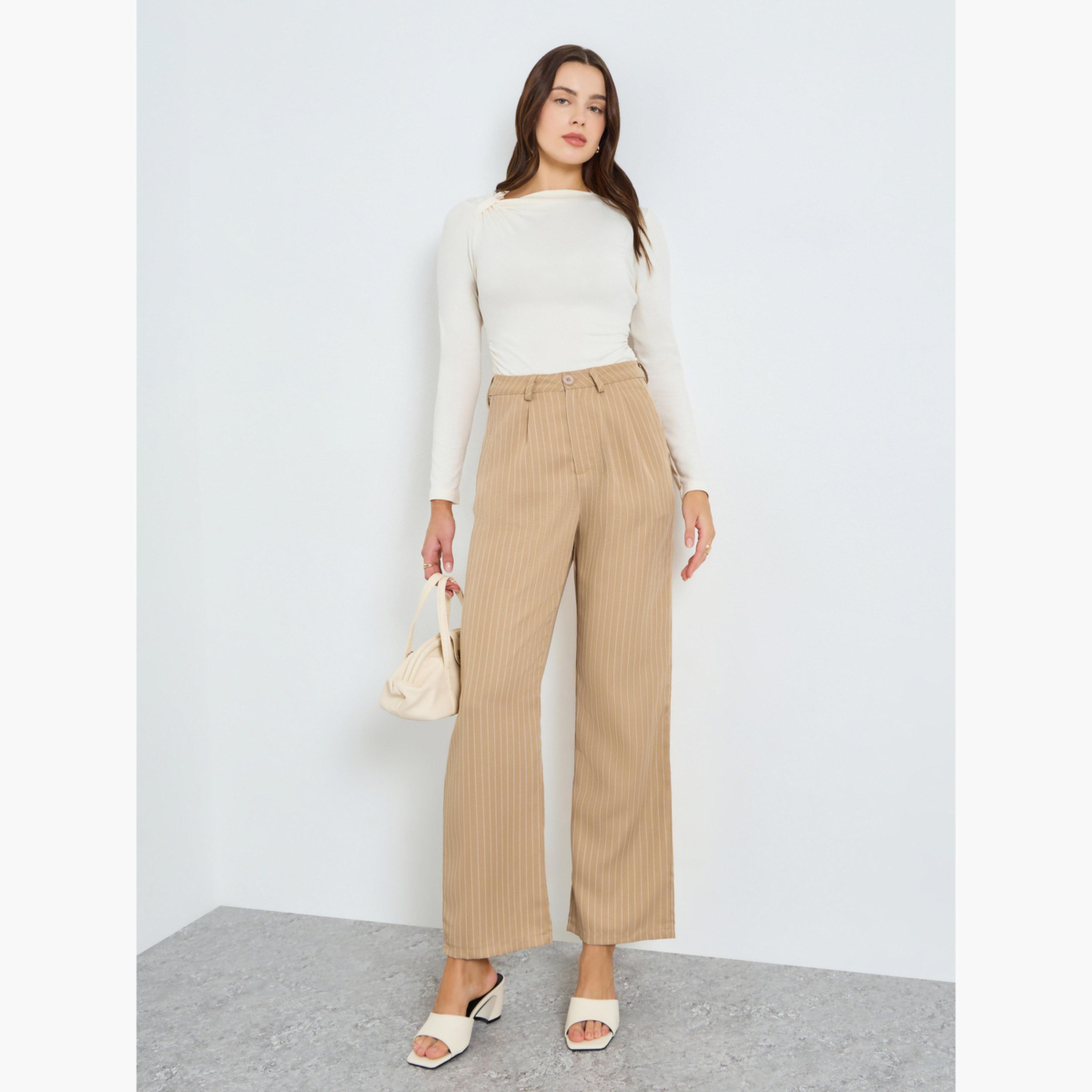 بنطال بأرجل واسعة وخطوط دقيقة-women-clothing-bottoms-trousers-image-2