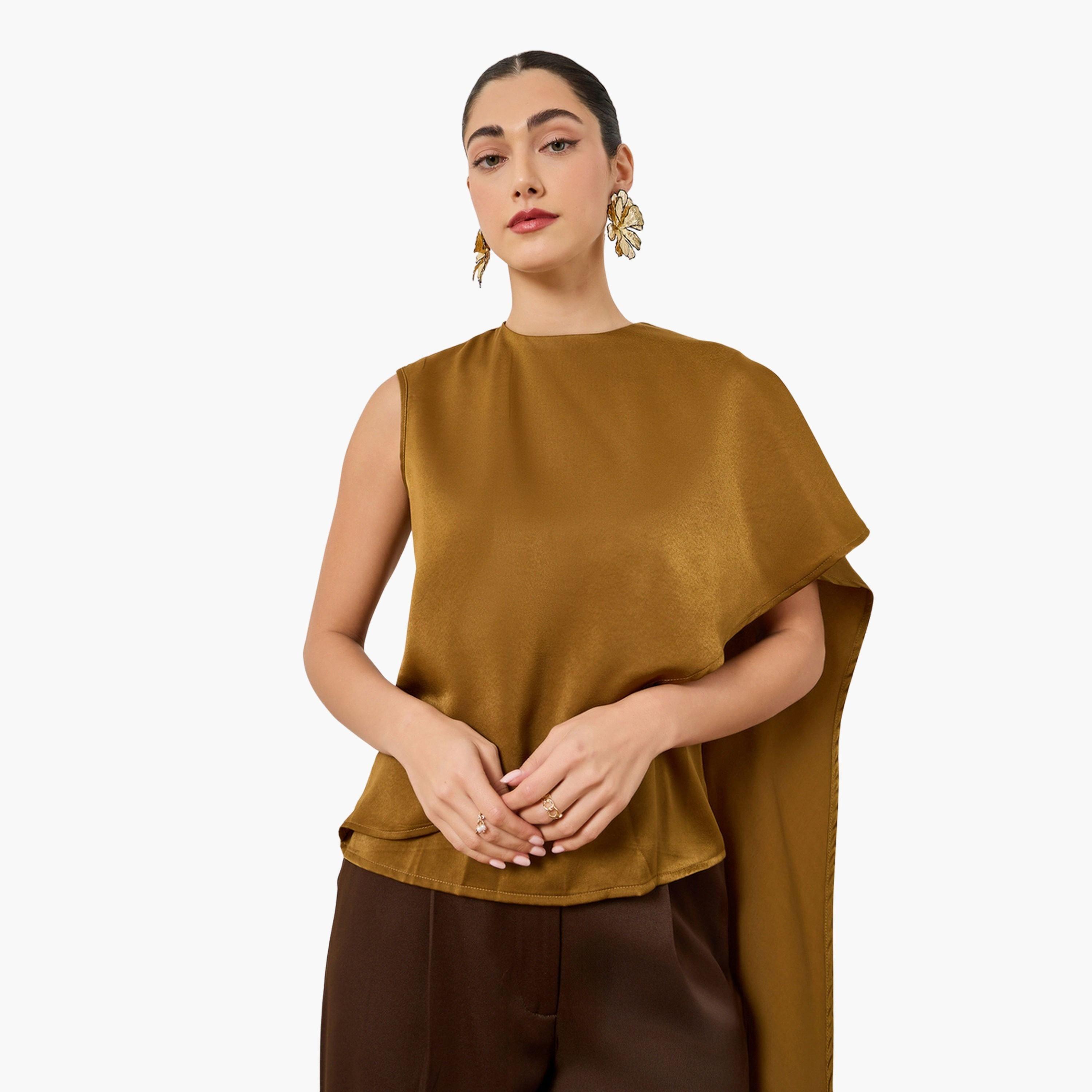 بلوزة ساتان بوشاح وتصميم غير متماثل-women-clothing-shirtsandblouses-blouses-image-1