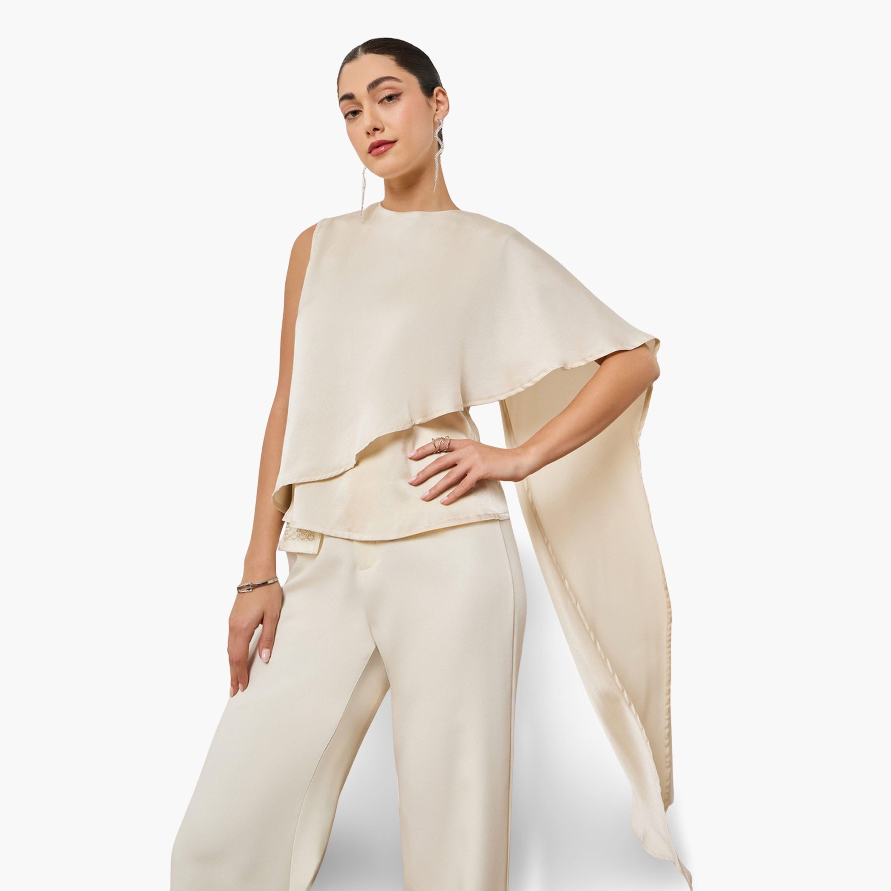 بلوزة ساتان بوشاح وتصميم غير متماثلة-women-clothing-shirtsandblouses-blouses-image-1