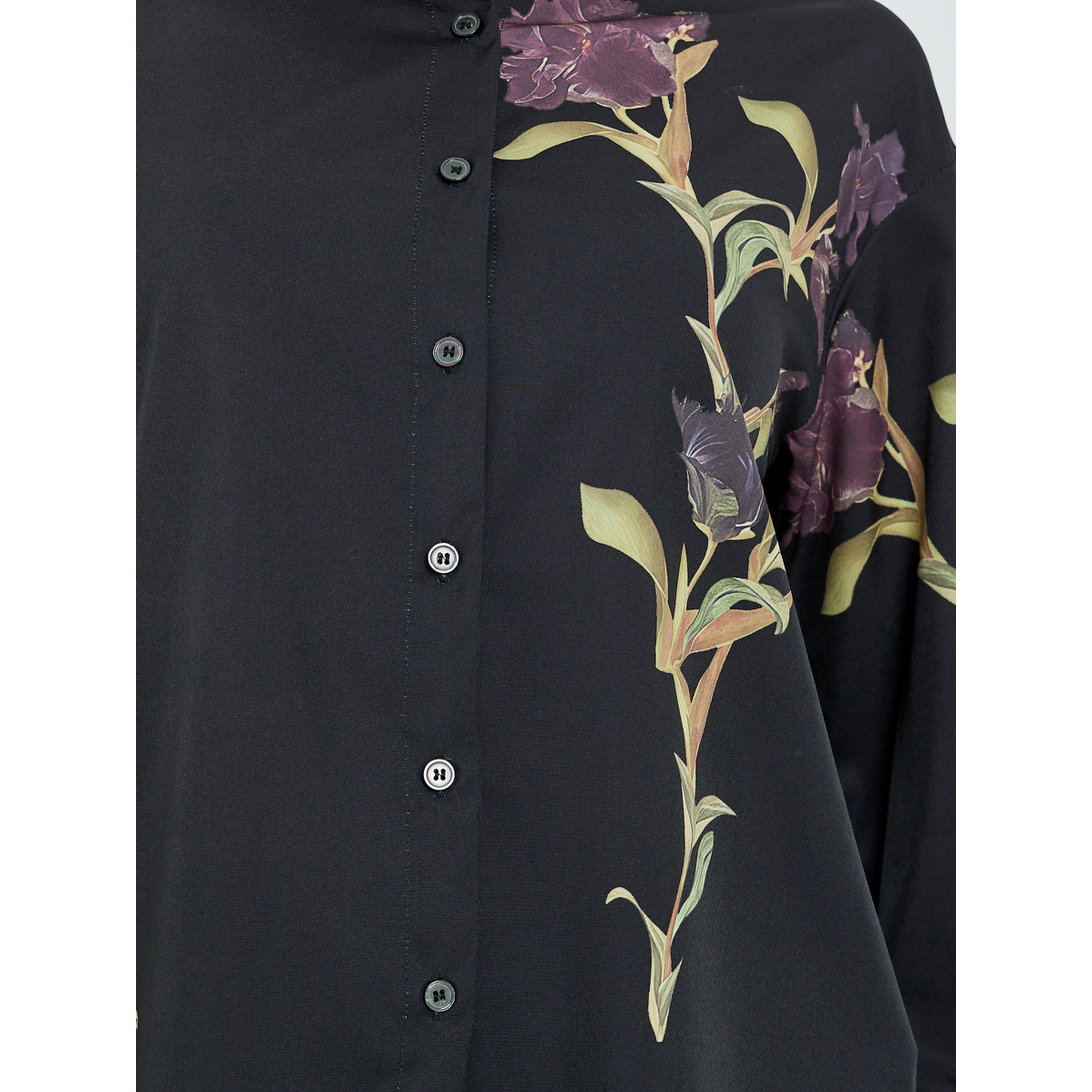 Styli Women Black Floral Print Oversized Shirt-women-clothing-shirtsandblouses-shirts-image-3