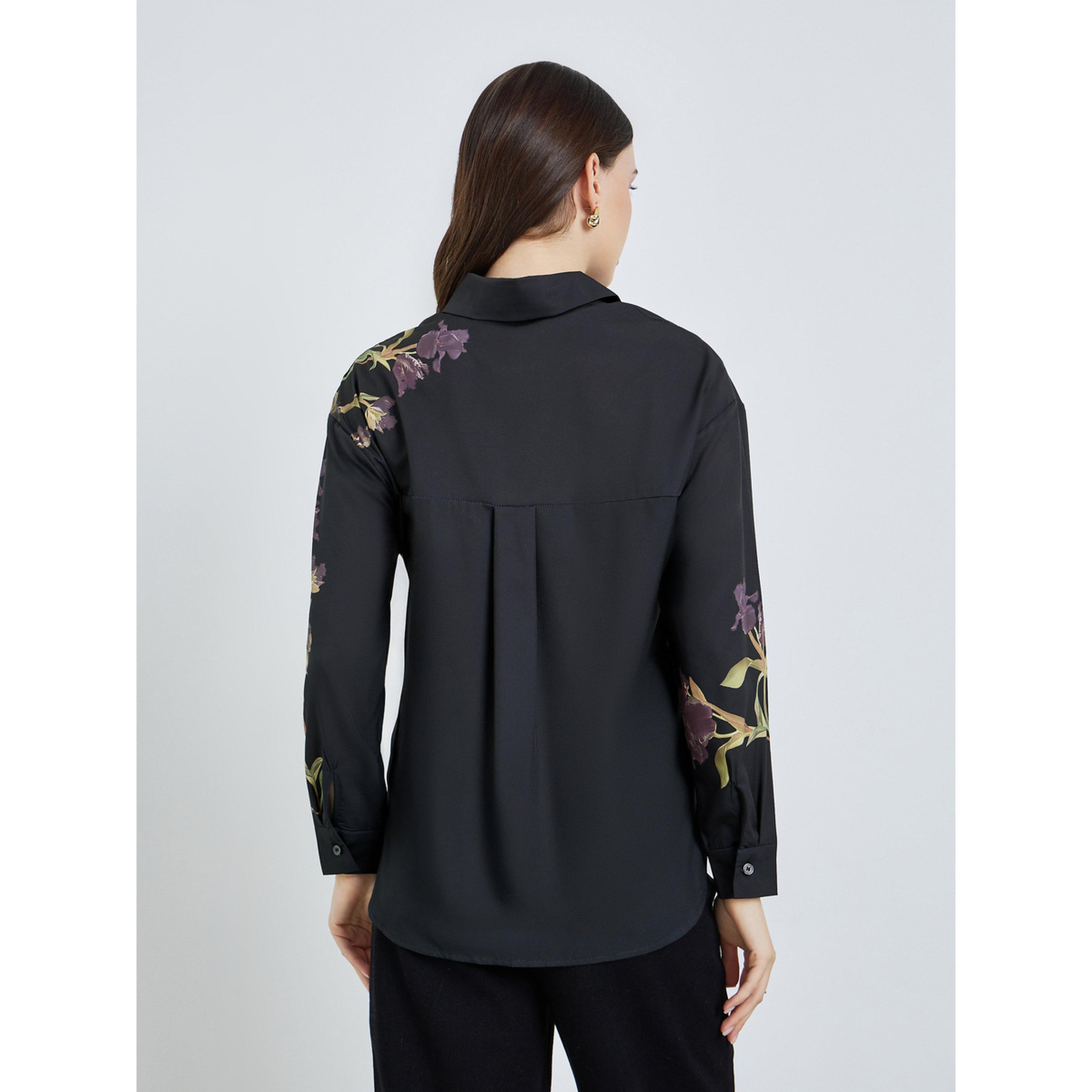 Styli Women Black Floral Print Oversized Shirt-women-clothing-shirtsandblouses-shirts-image-4