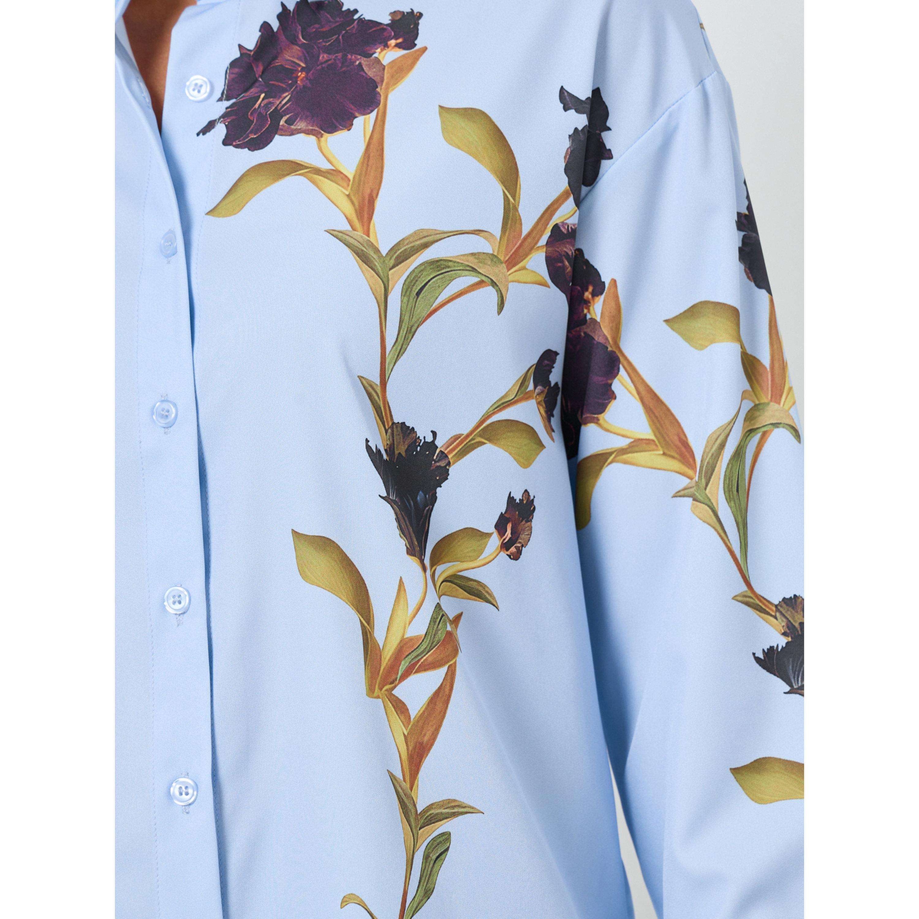 Styli Women Blue Placement Floral Print Oversized Shirt-women-clothing-shirtsandblouses-shirts-image-4