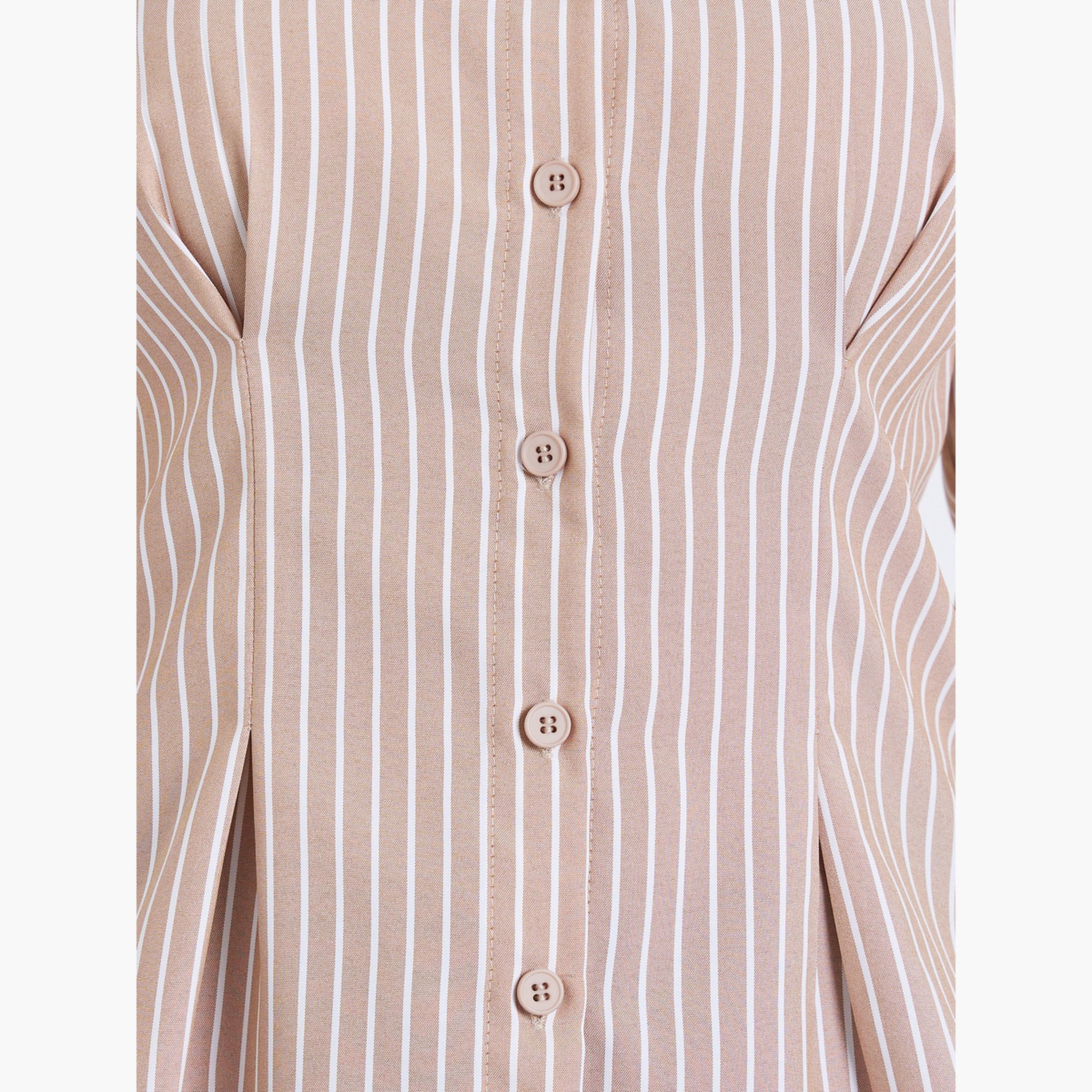 Styli Women Beige Striped Long Sleeve Shirt-women-clothing-shirtsandblouses-shirts-image-3