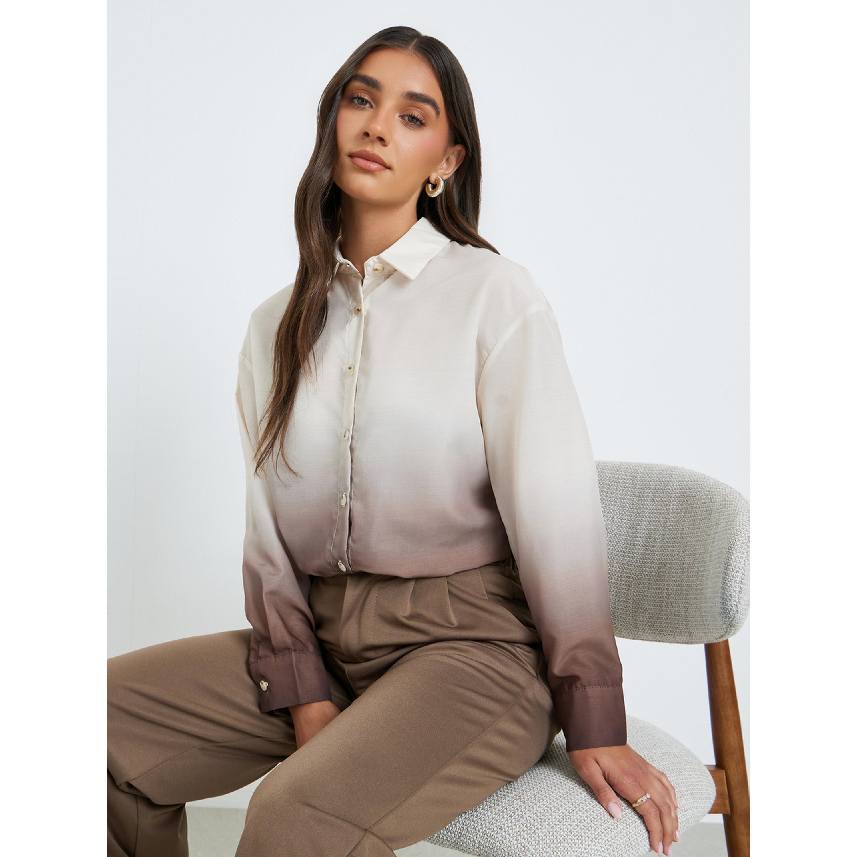 بلوزة بطبعة أومبري مع أزرار-women-clothing-shirtsandblouses-shirts-image-3