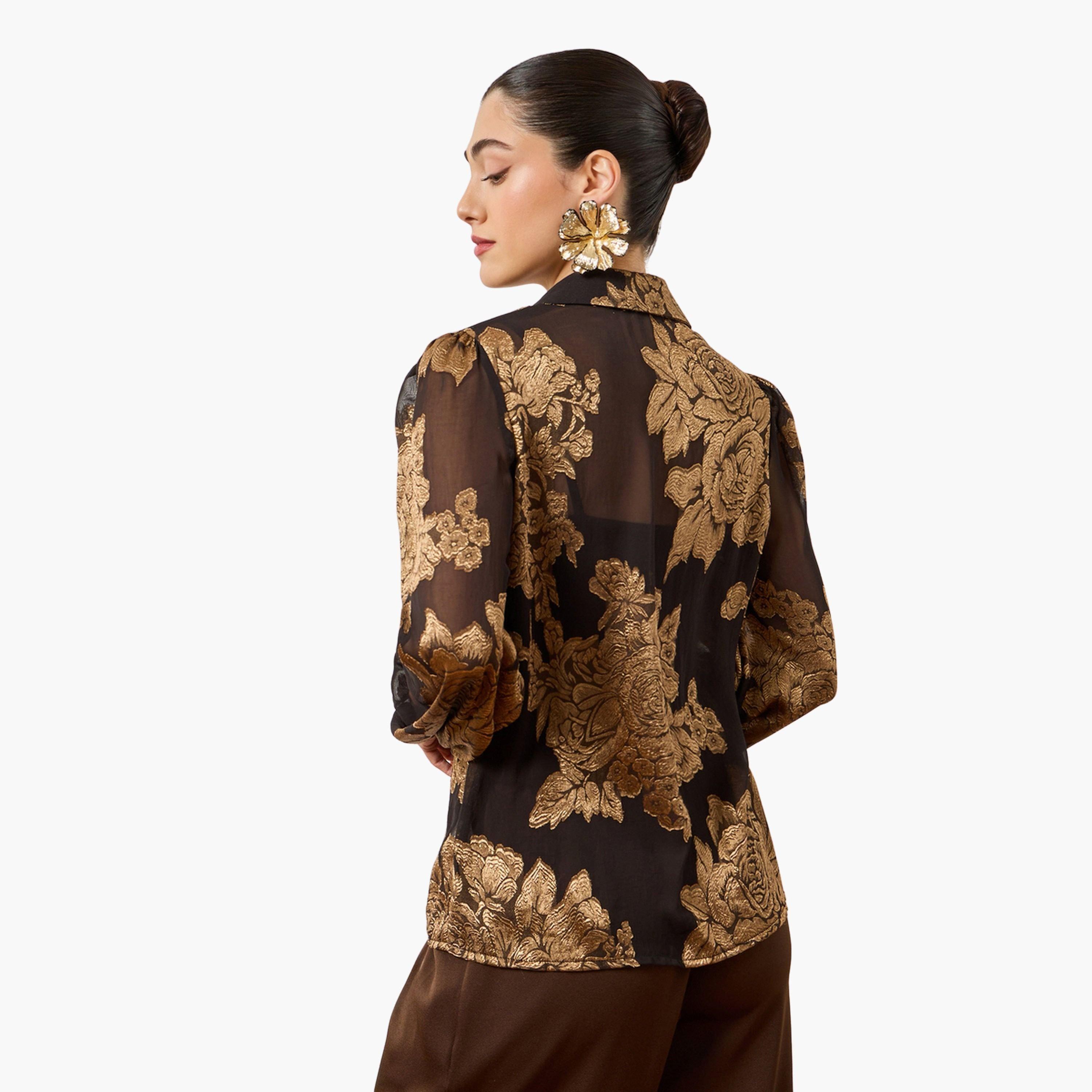 بلوزة جاكار بطبعة زهور وأكمام طويلة أسود-women-clothing-shirtsandblouses-shirts-image-5