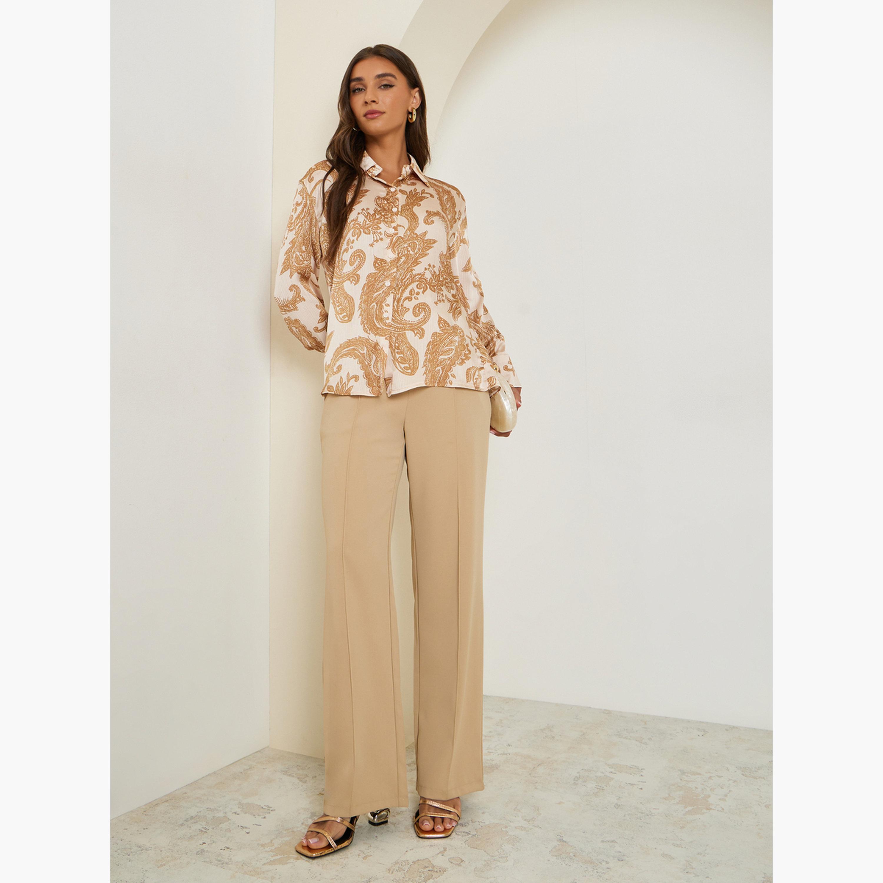 بلوزة ساتان بأكمام طويلة وطبعة بيزلي-women-clothing-shirtsandblouses-shirts-image-2