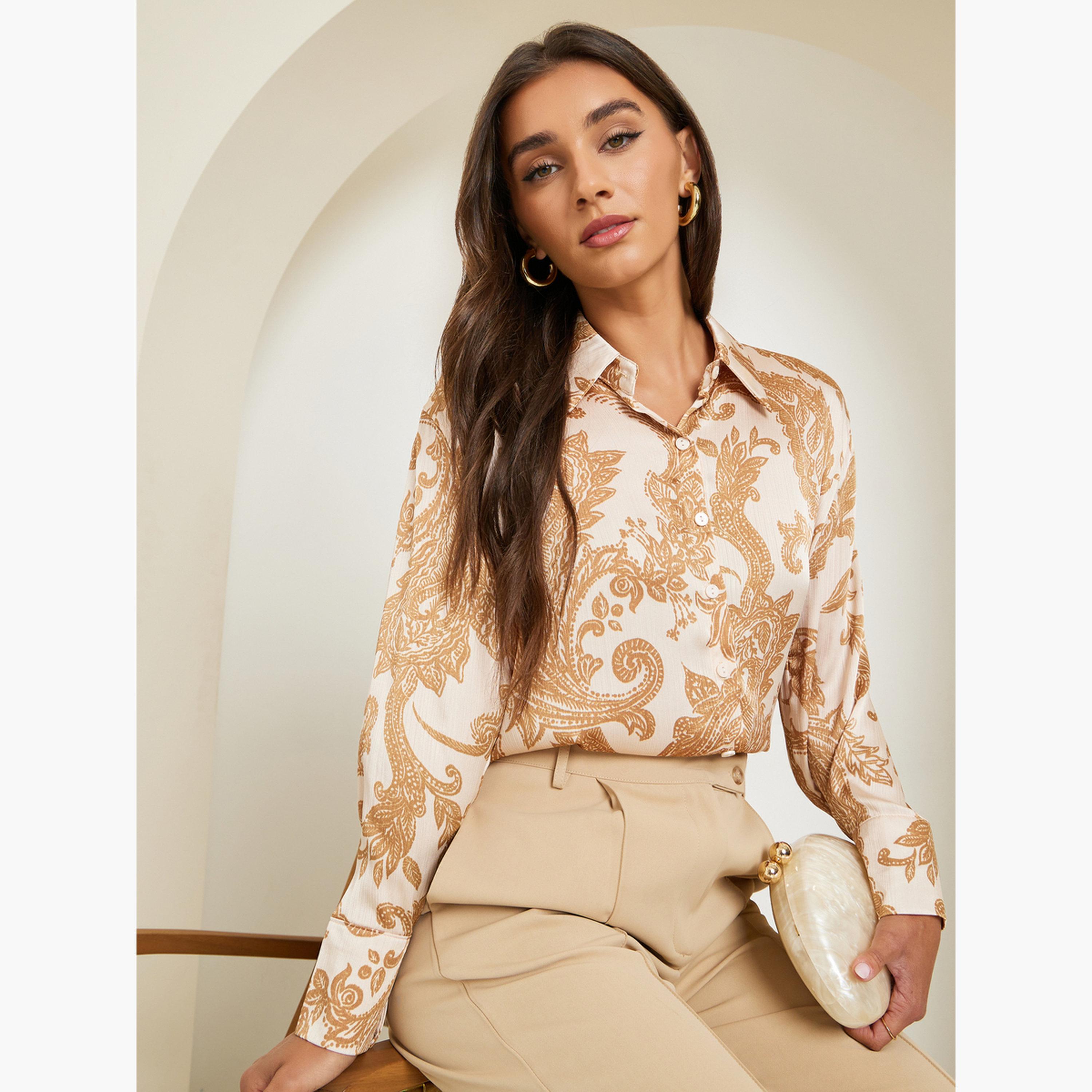 بلوزة ساتان بأكمام طويلة وطبعة بيزلي-women-clothing-shirtsandblouses-shirts-image-3