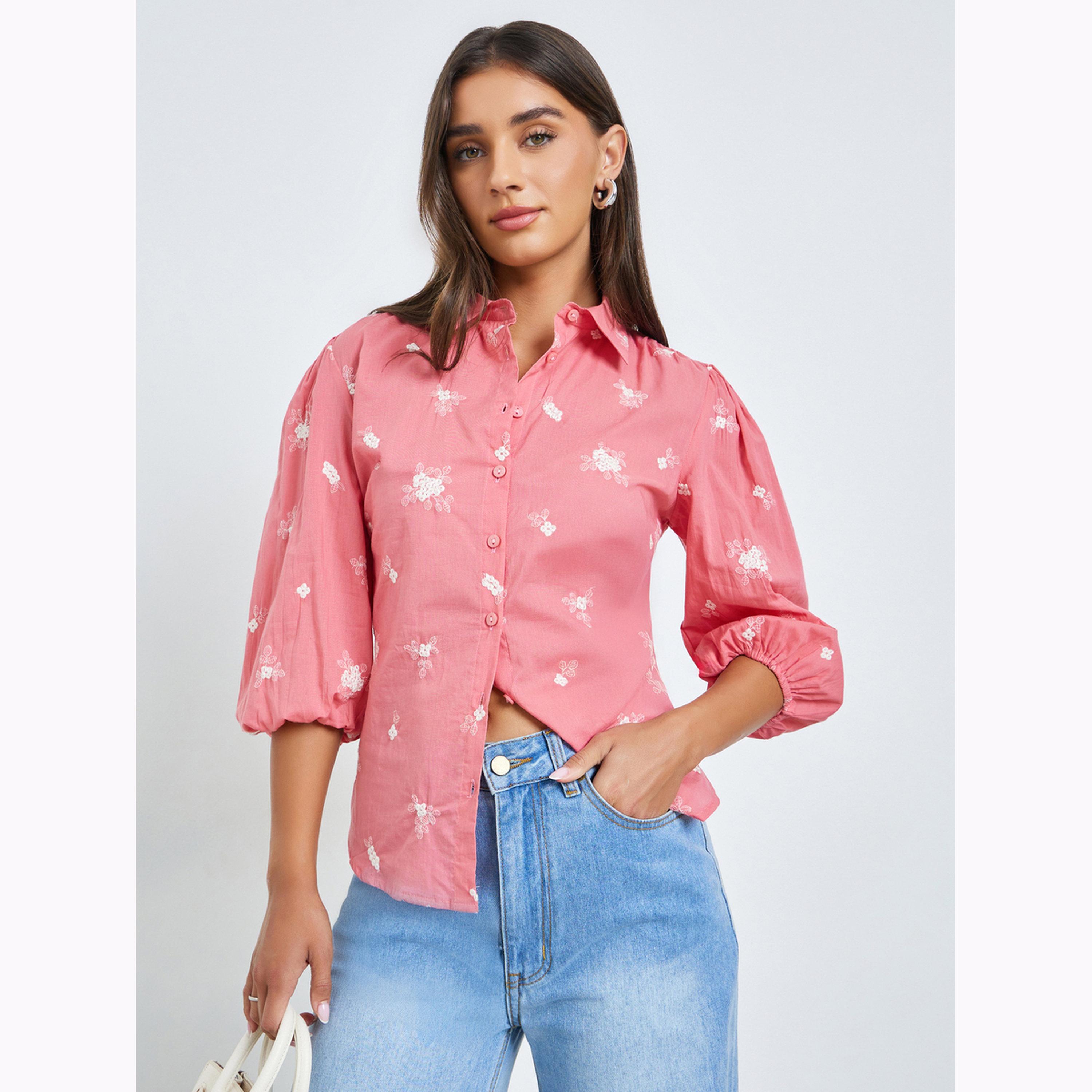 بلوزة بأكمام منفوخة مطرزة-women-clothing-shirtsandblouses-shirts-image-1