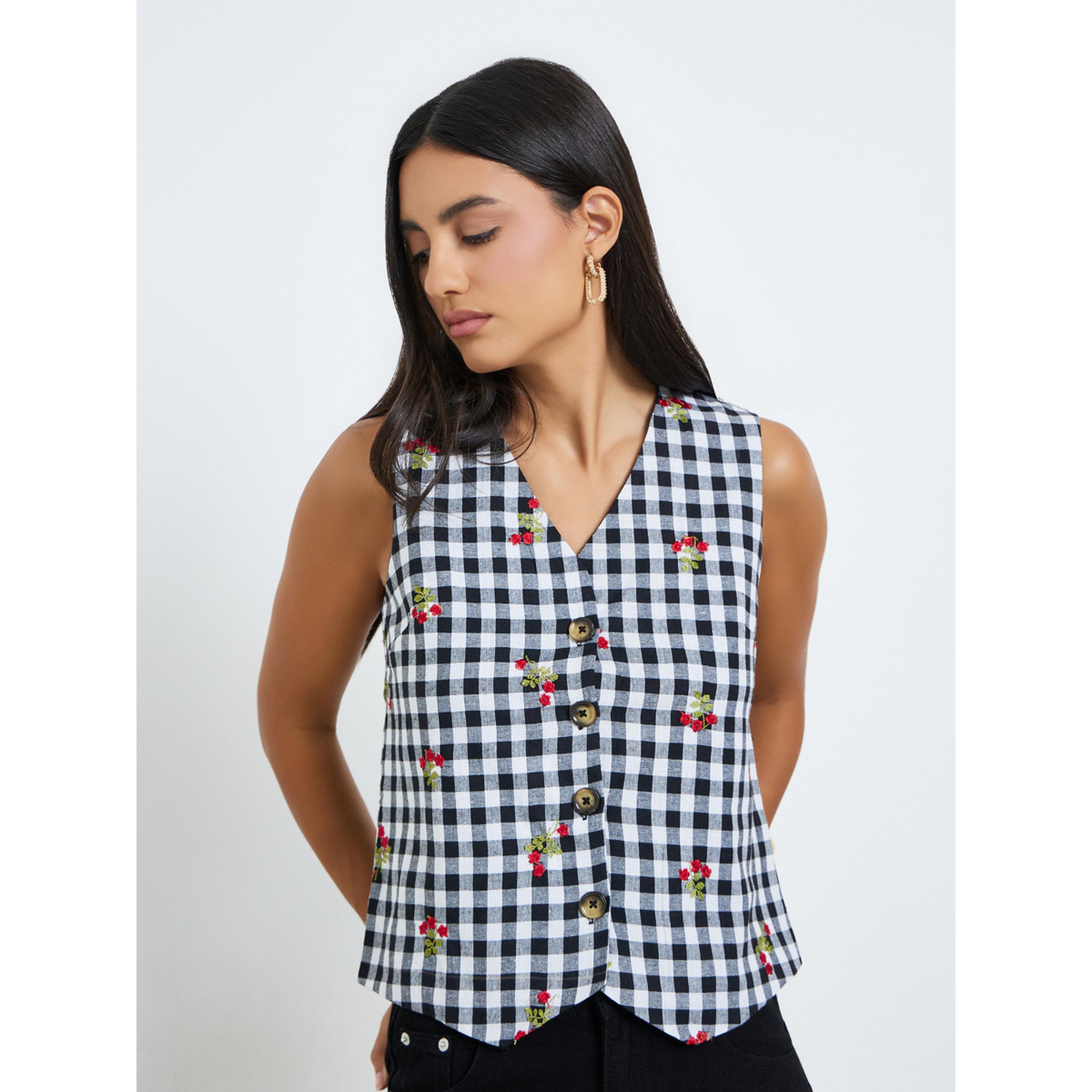 جيليه جينغهام بلا أكمام-women-clothing-tshirts-image-1
