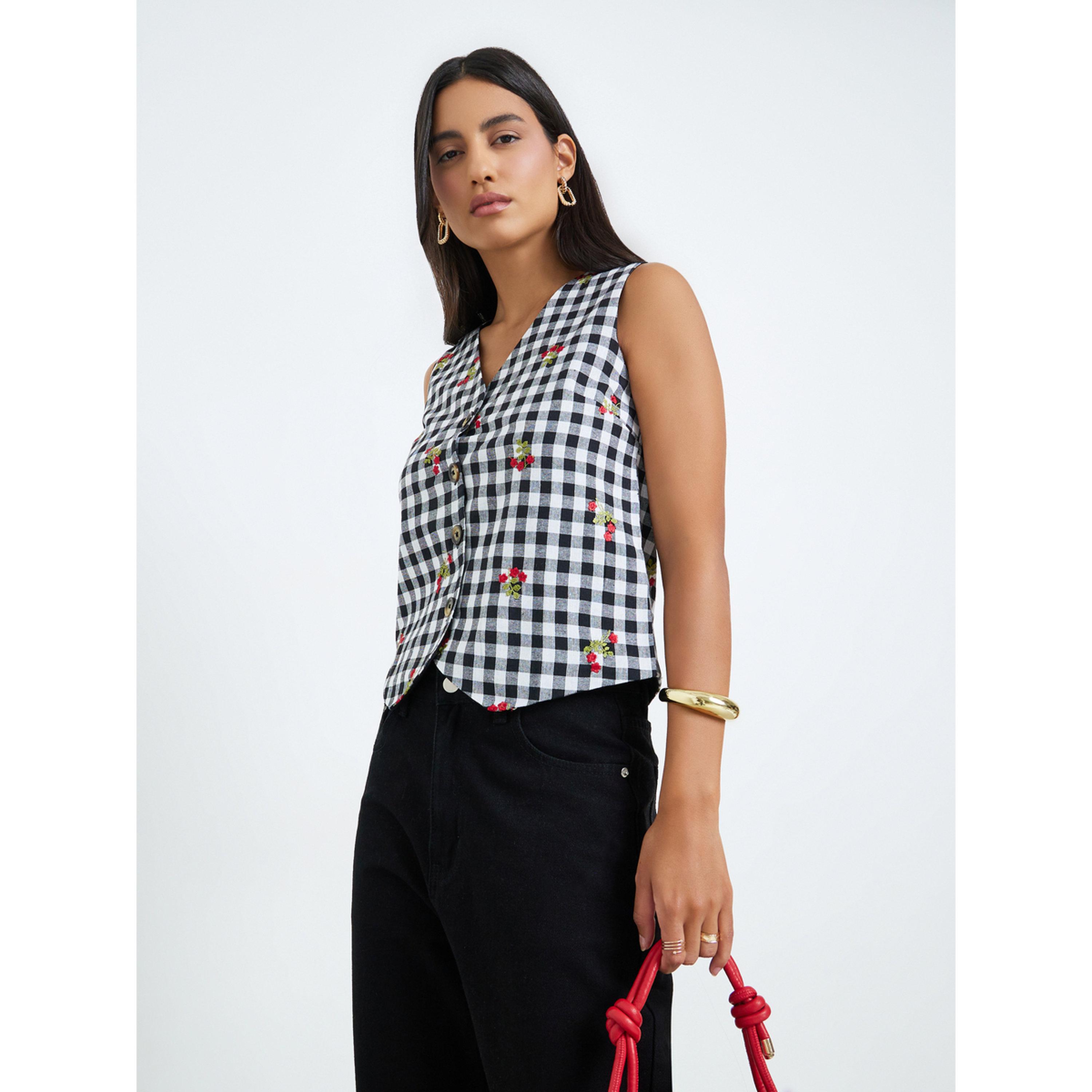 جيليه جينغهام بلا أكمام-women-clothing-tshirts-image-3