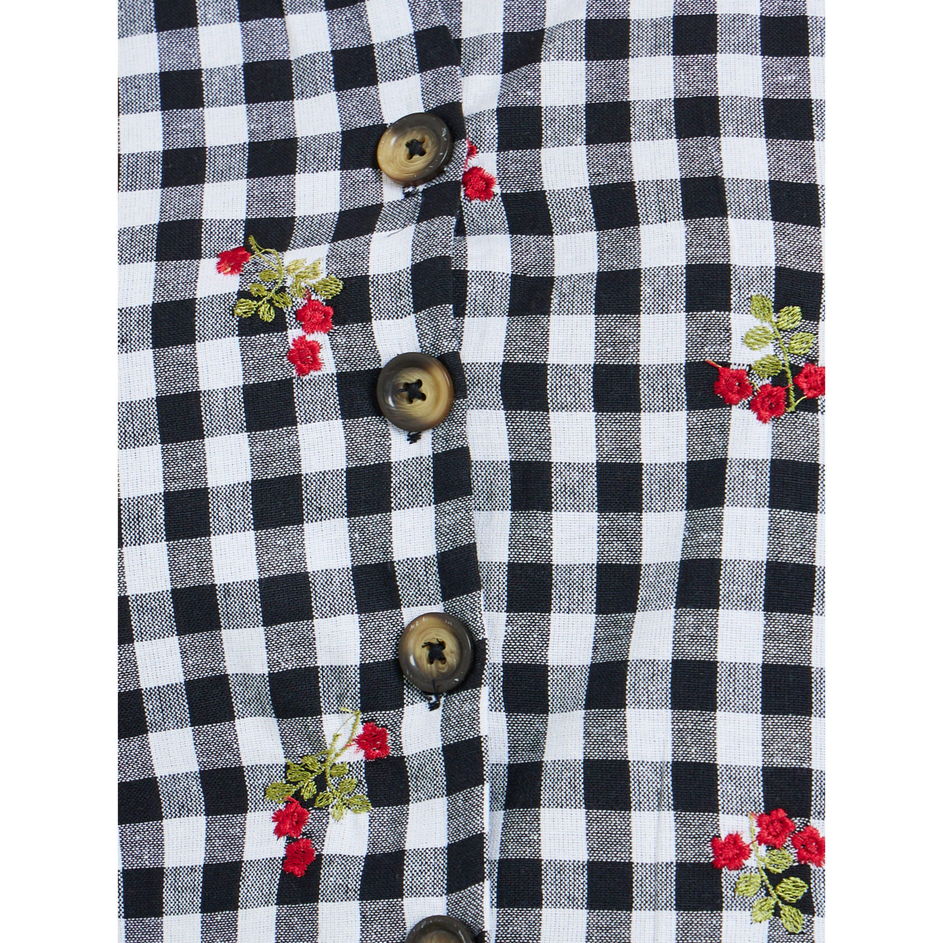 Styli Black Gingham Sleeveless Waistcoat-women-clothing-tshirts-image-5