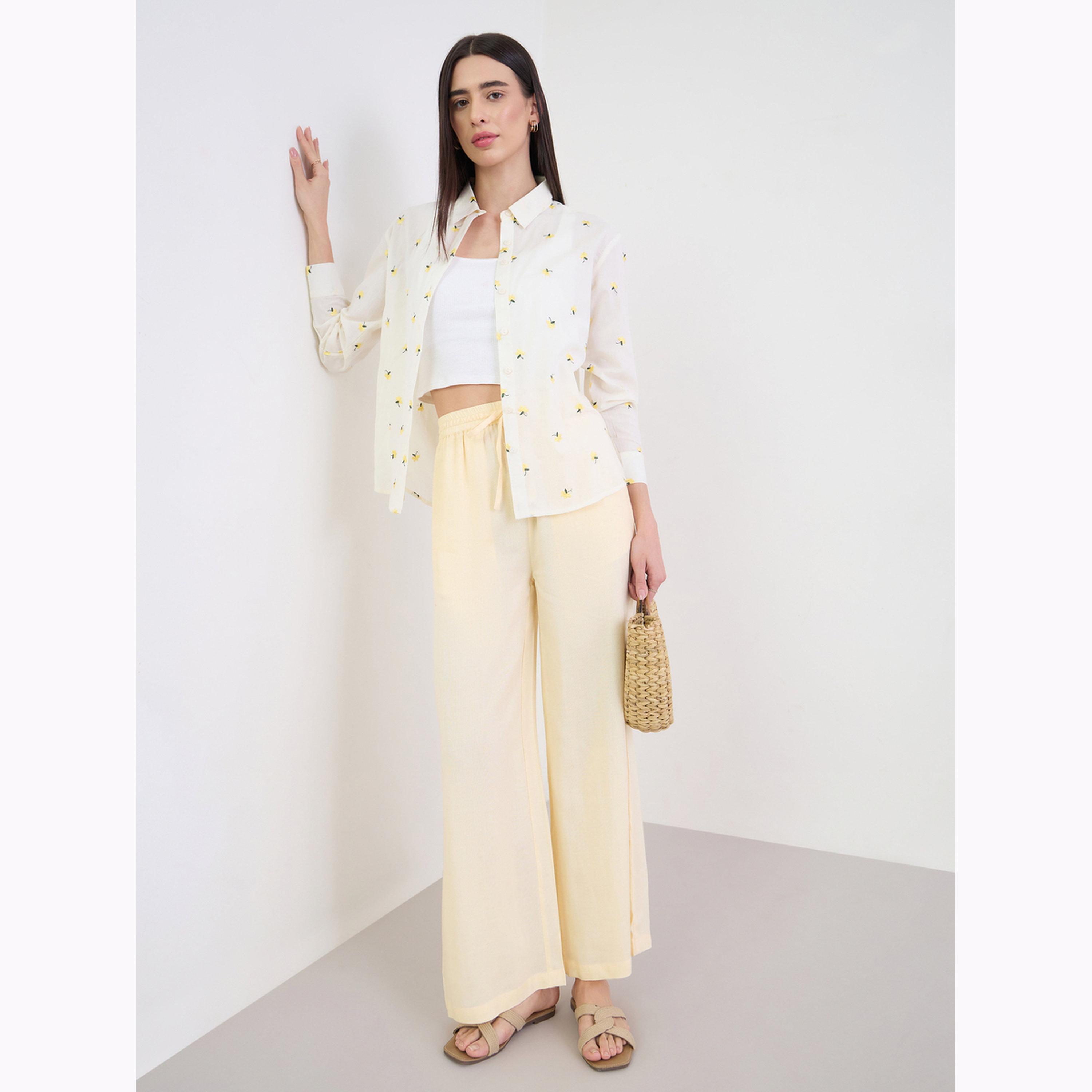 Styli Off-White Oversized Floral Embroidered Shirt-women-clothing-shirtsandblouses-shirts-image-2