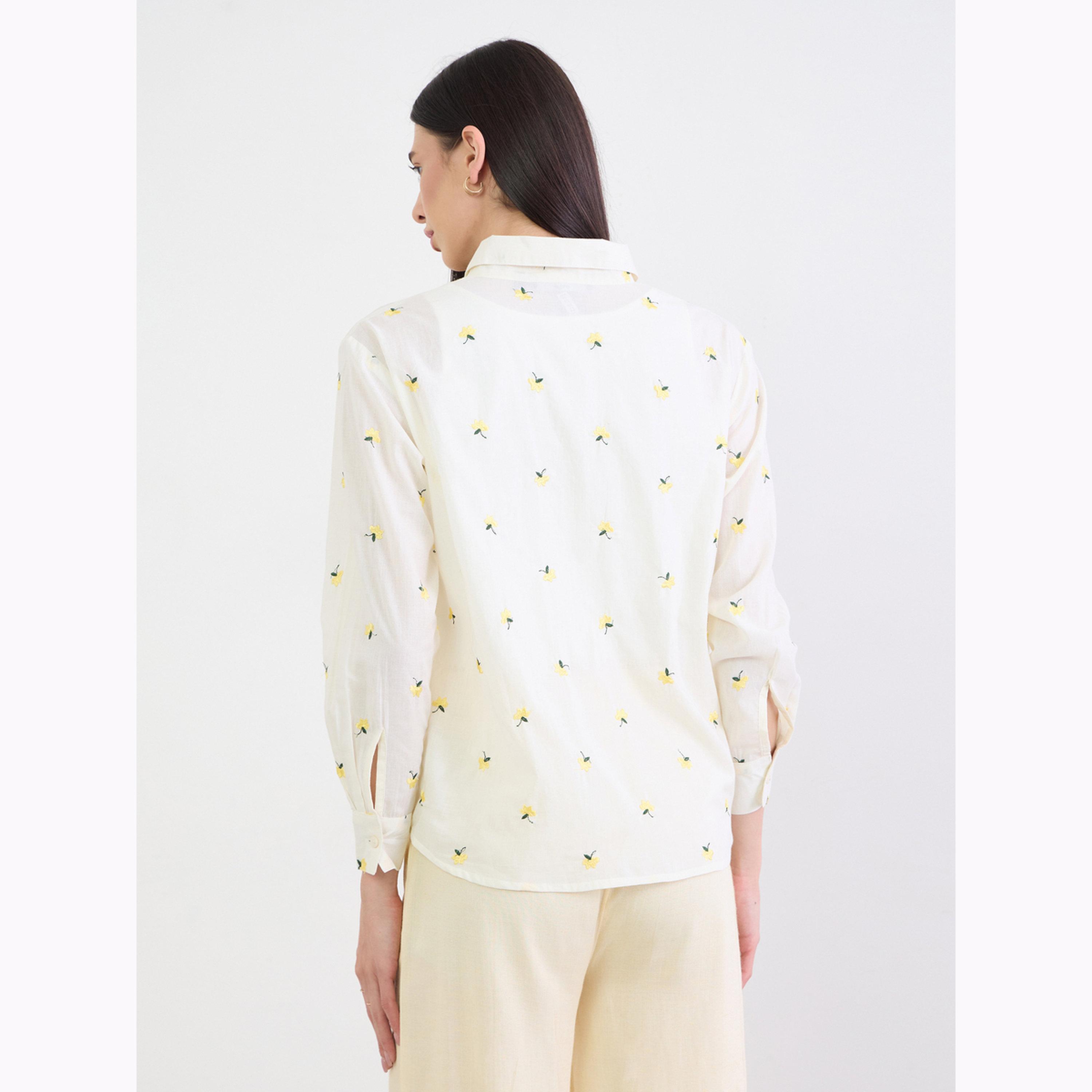 Styli Off-White Oversized Floral Embroidered Shirt-women-clothing-shirtsandblouses-shirts-image-5