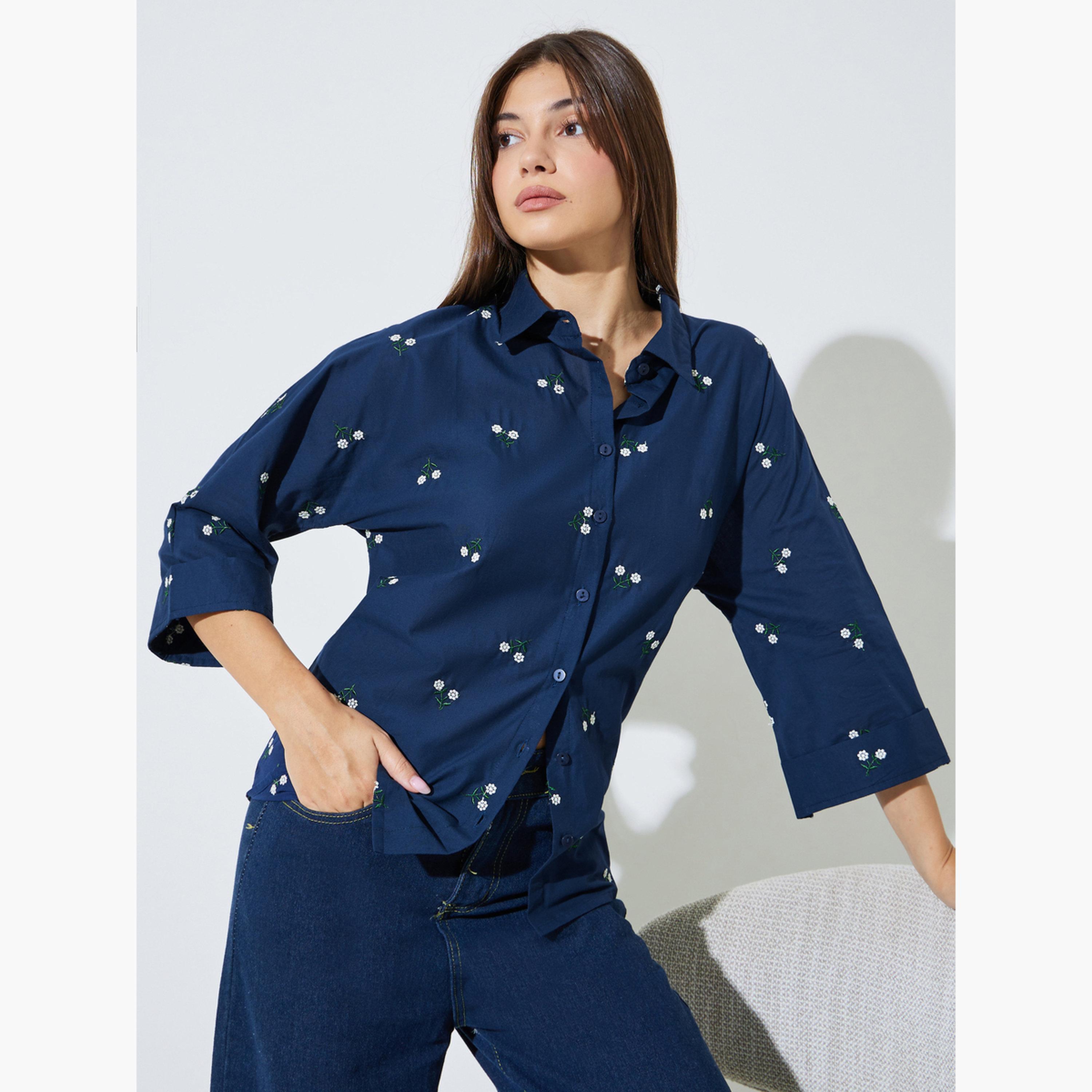 بلوزة بقصة مريحة ومطرزة بالزهور-women-clothing-shirtsandblouses-shirts-image-3