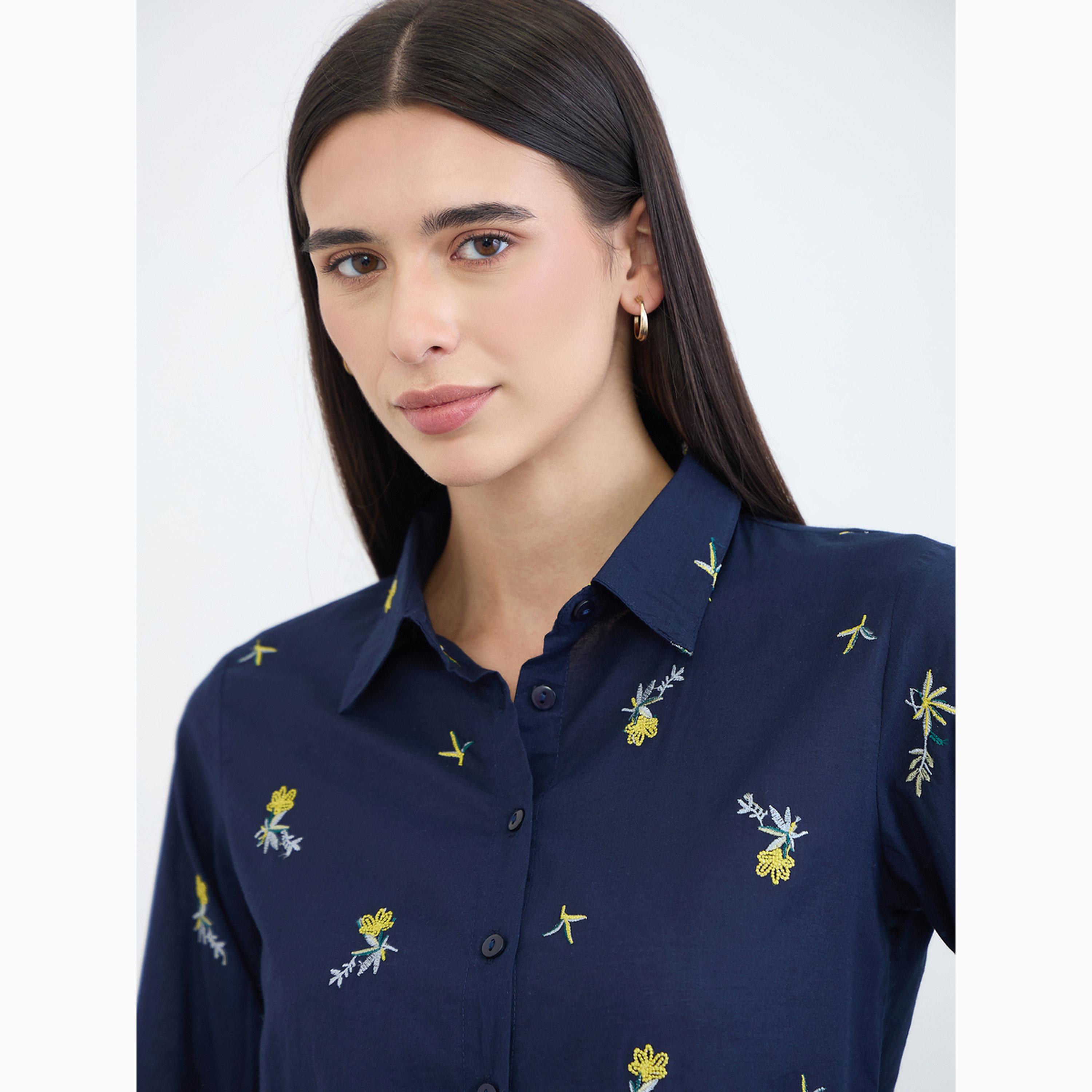 بلوزة بأكمام طويلة وتطريز زهور أزرق كحلي-women-clothing-shirtsandblouses-shirts-image-5