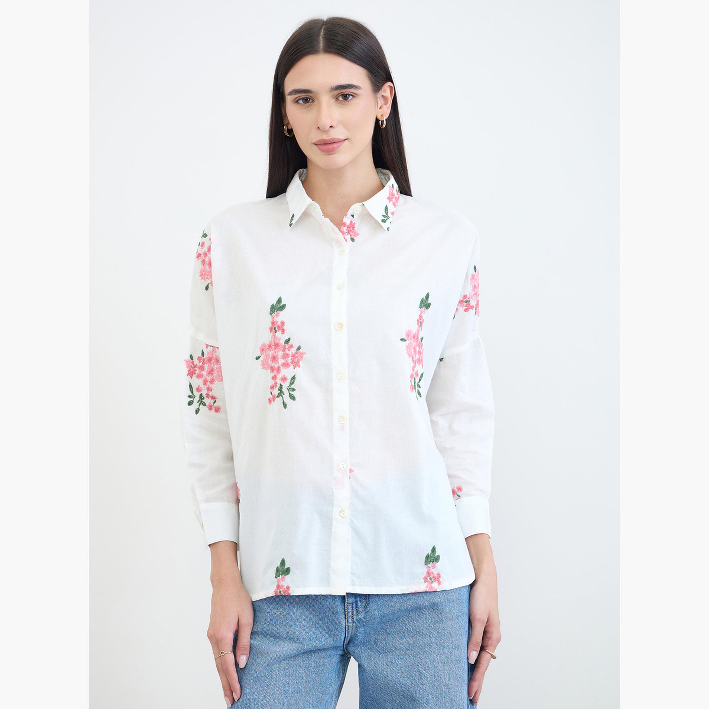بلوزة قطن مطرزة أوف وايت-women-clothing-shirtsandblouses-shirts-image-1