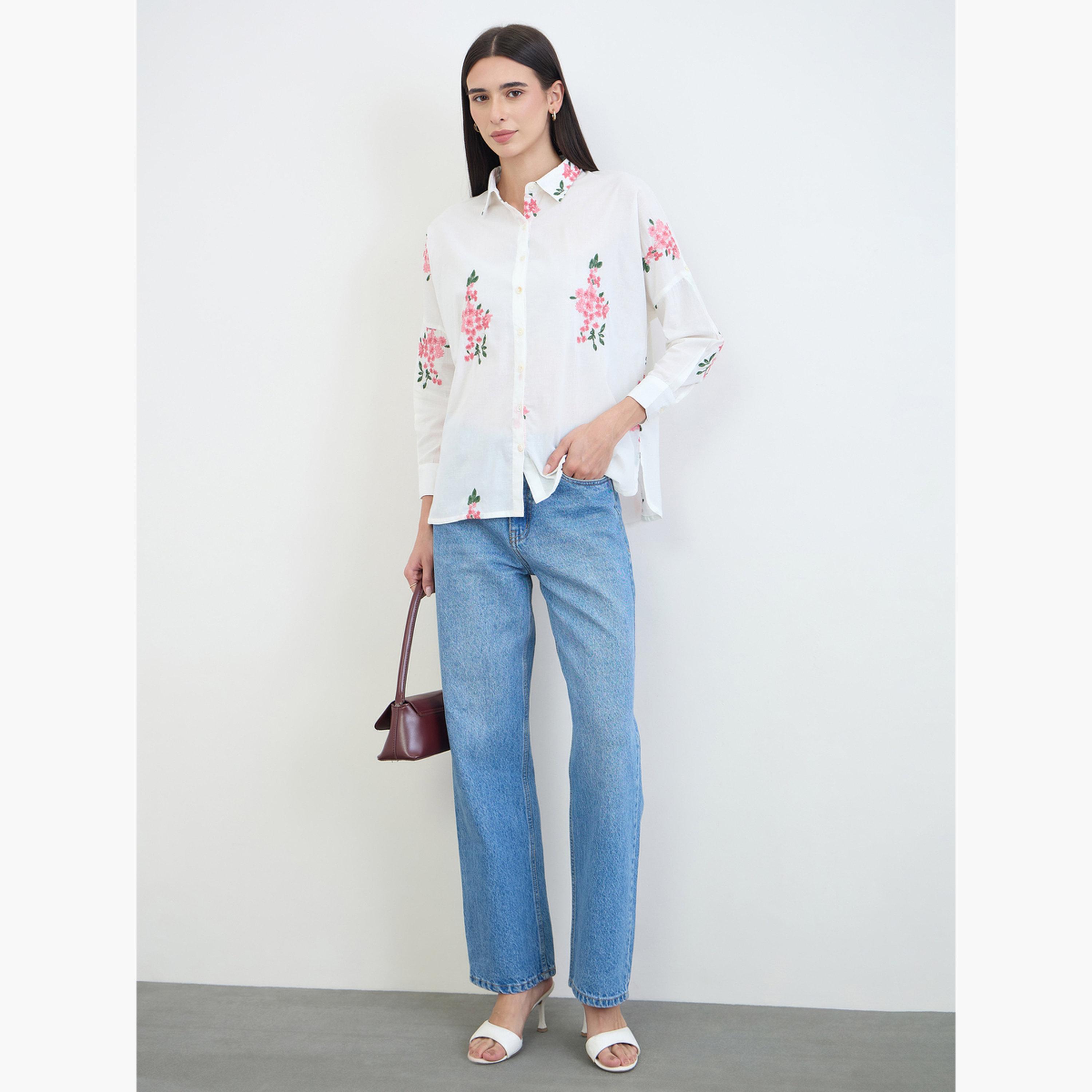 بلوزة قطن مطرزة أوف وايت-women-clothing-shirtsandblouses-shirts-image-2