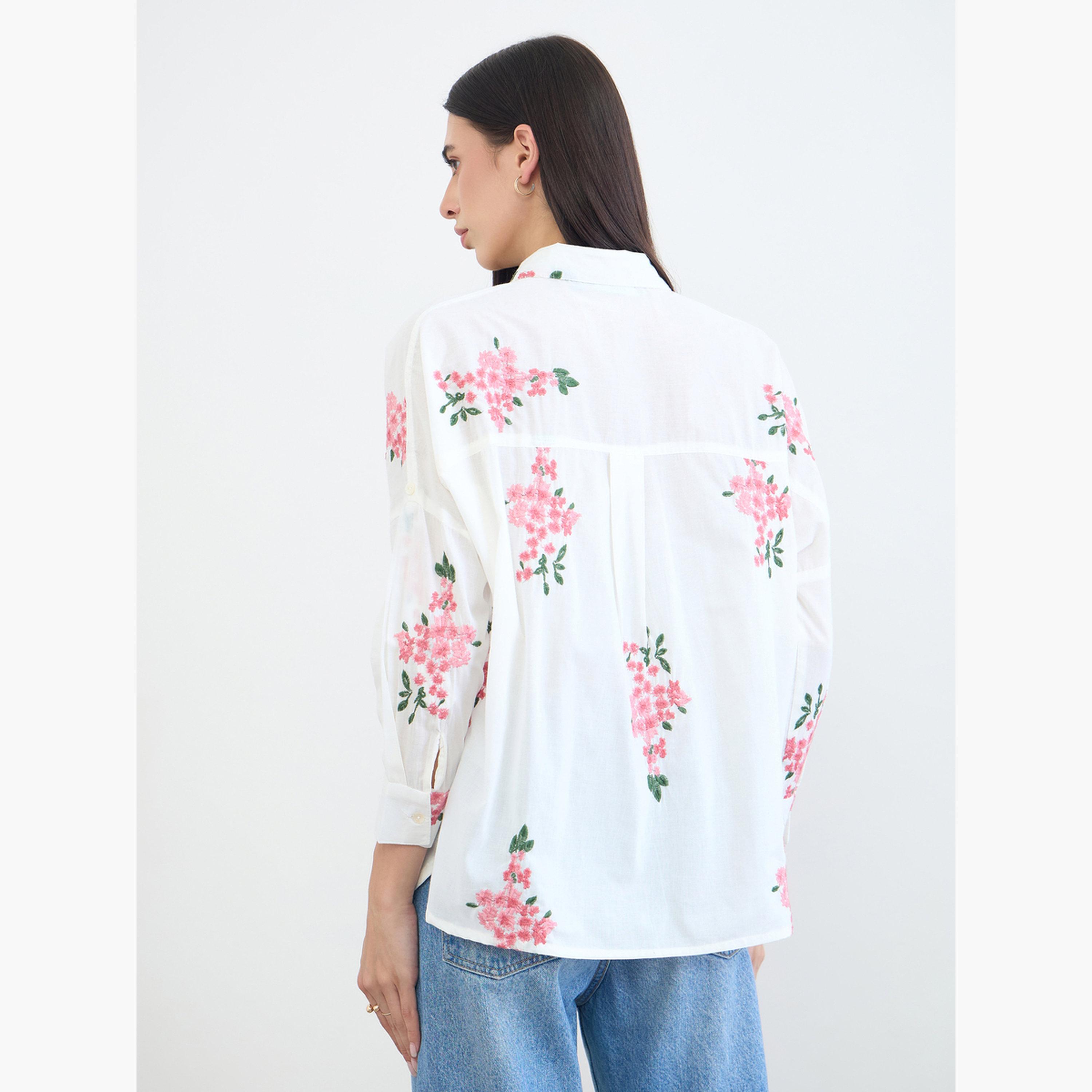 بلوزة قطن مطرزة أوف وايت-women-clothing-shirtsandblouses-shirts-image-4
