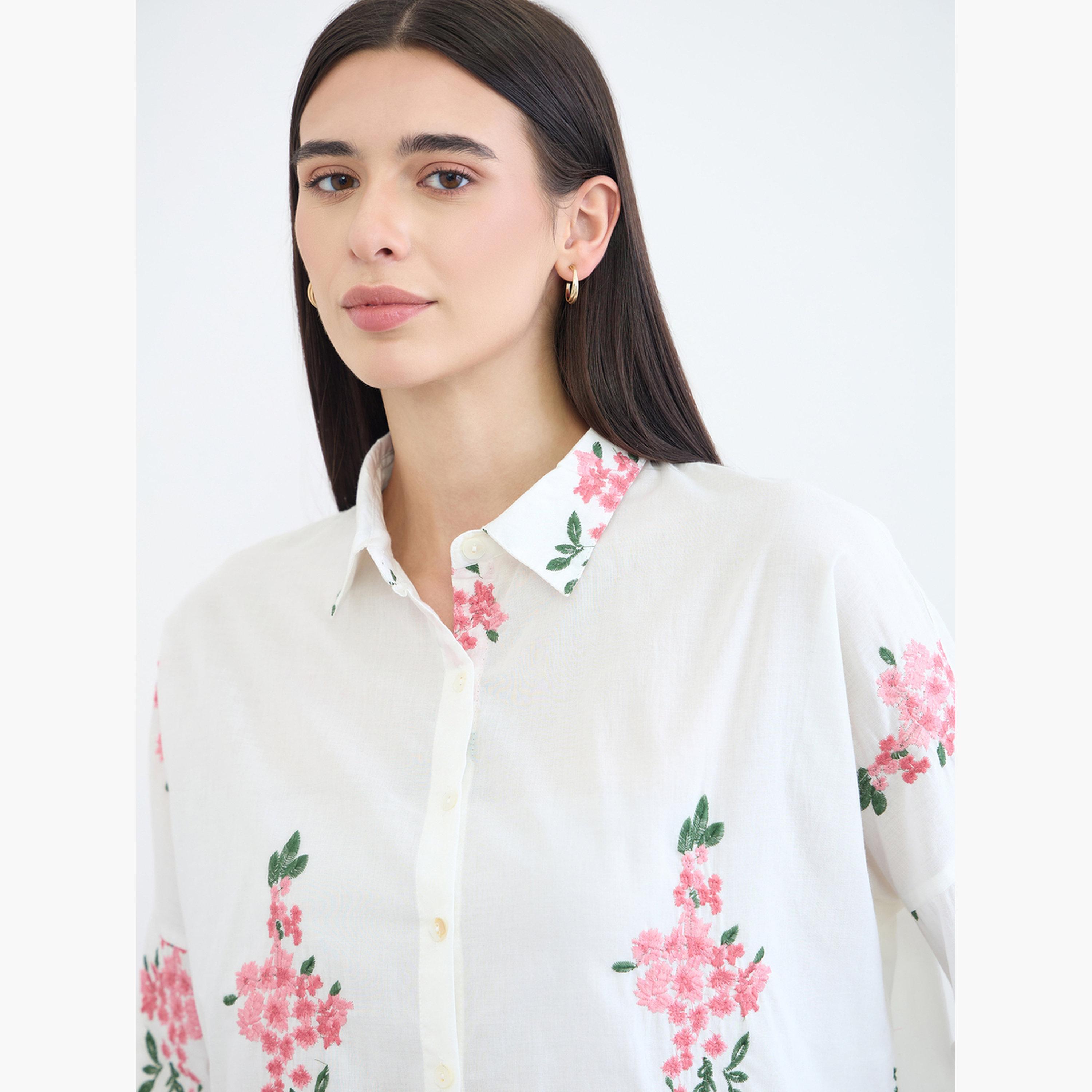 بلوزة قطن مطرزة أوف وايت-women-clothing-shirtsandblouses-shirts-image-5